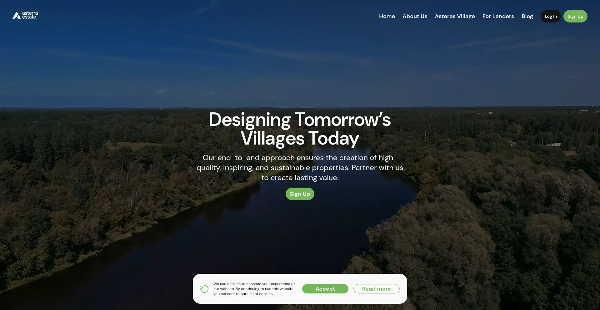 Website screenshot of Asterra.estate