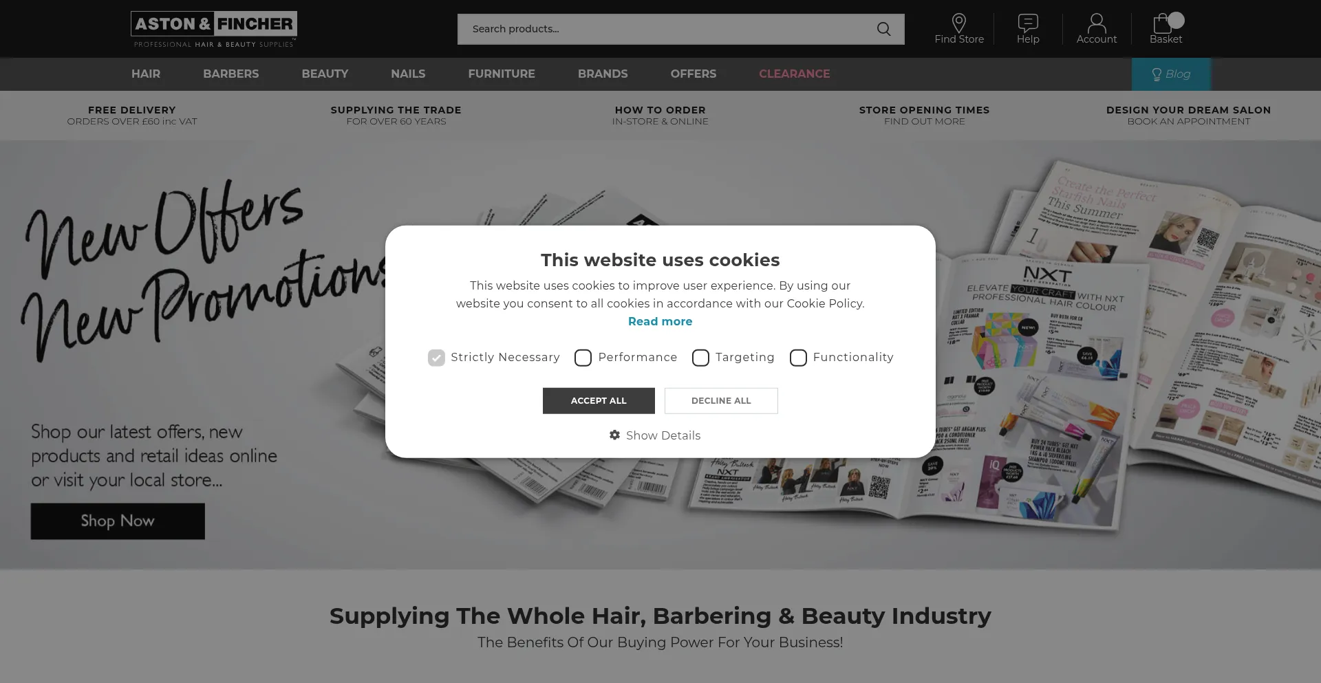 Website screenshot of Astonandfincher.co.uk