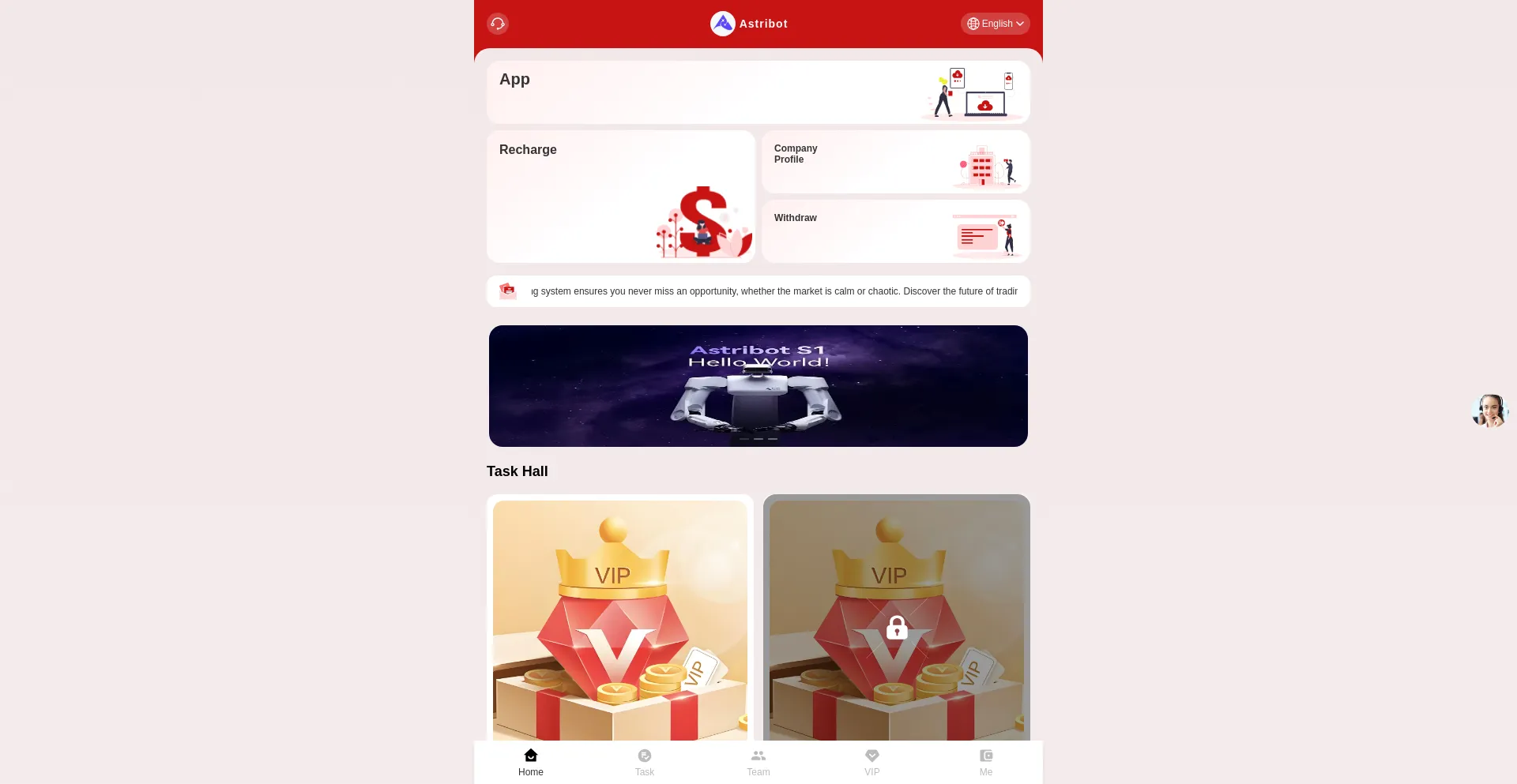 Website screenshot of Astribot.vip