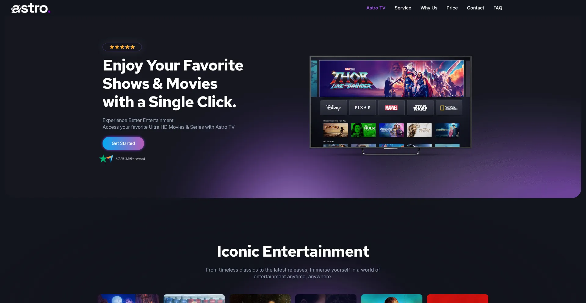 Website screenshot of Astrotvservice.com
