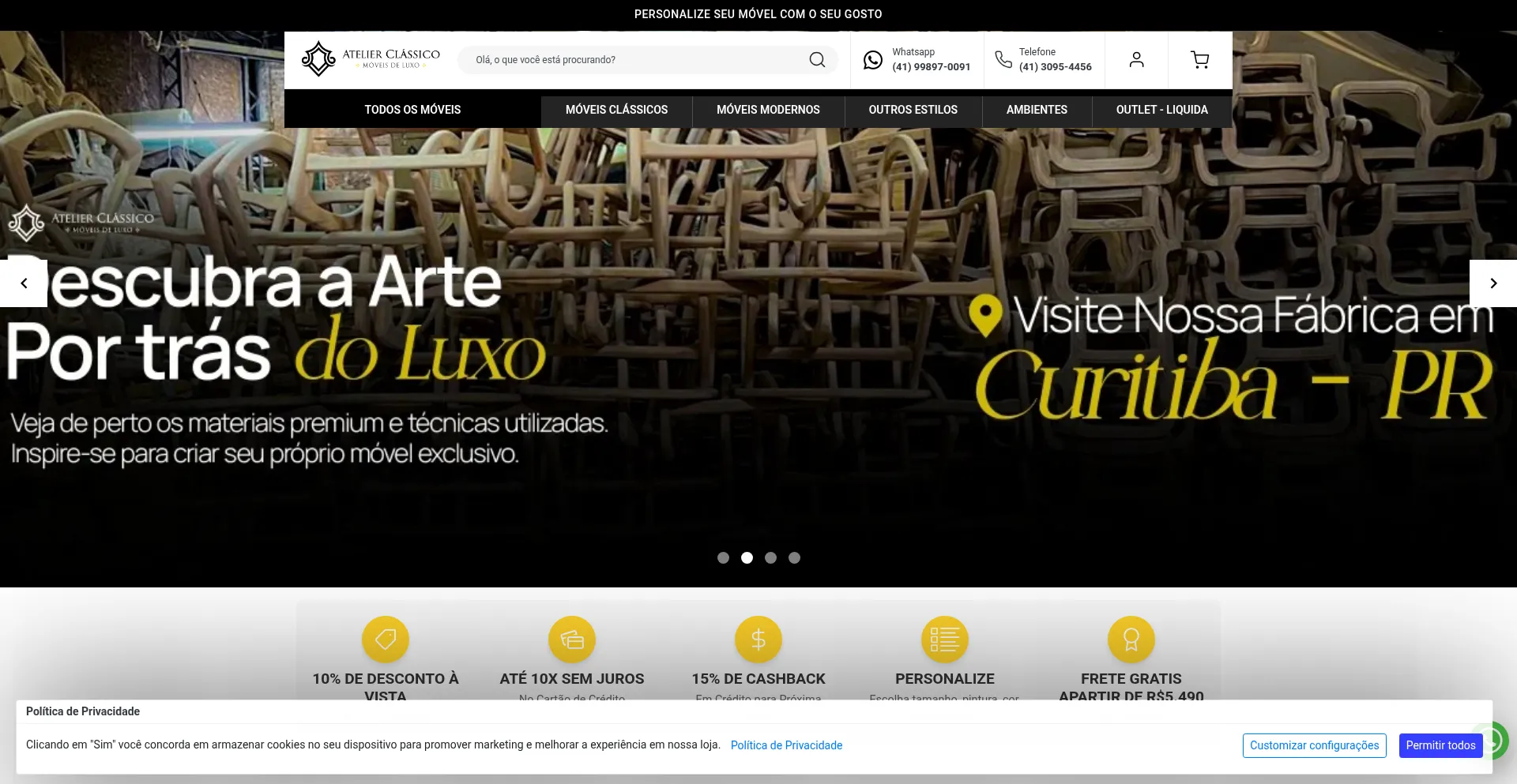 Website screenshot of Atelierclassico.com.br