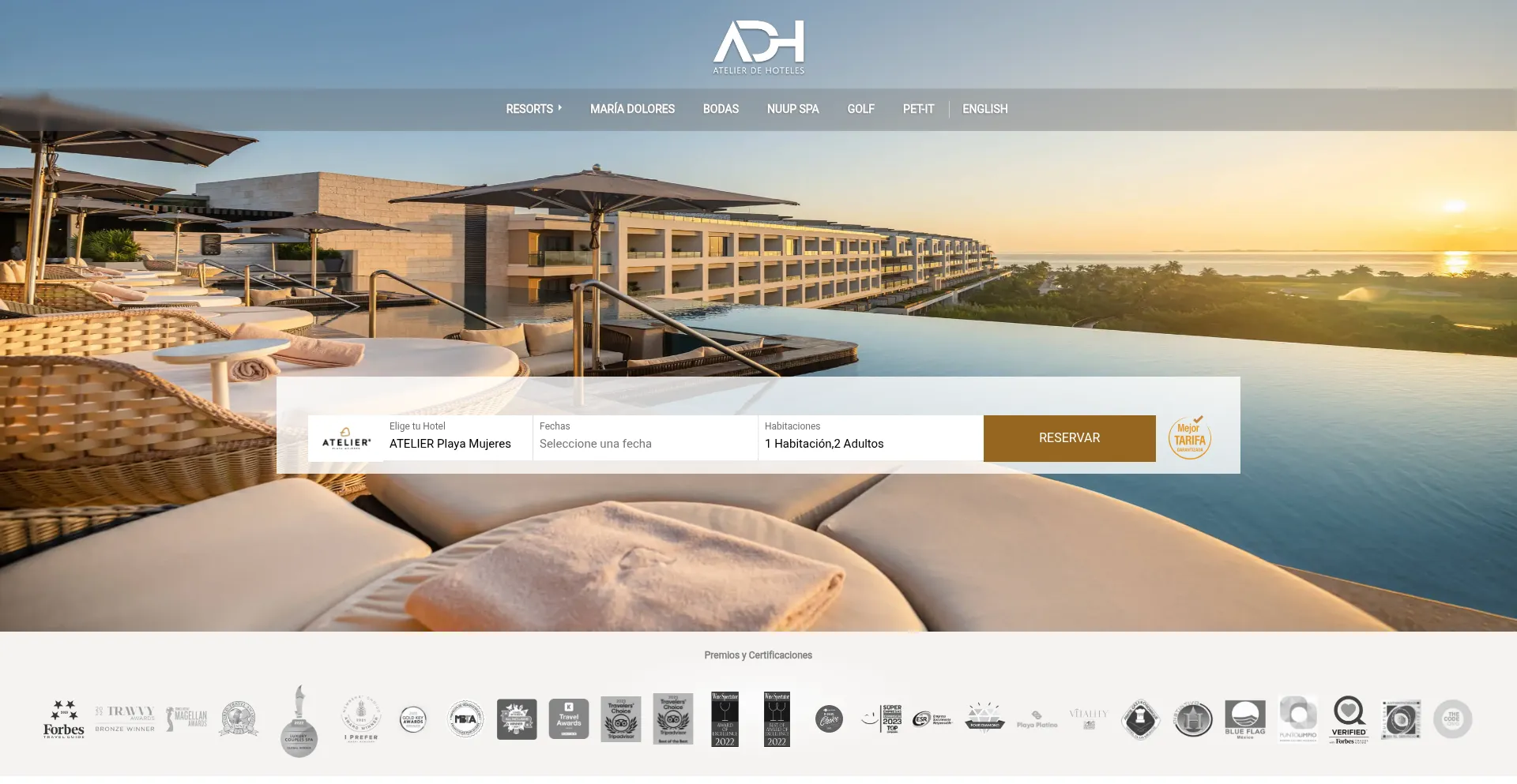 Website screenshot of Atelierdehoteles.com.mx