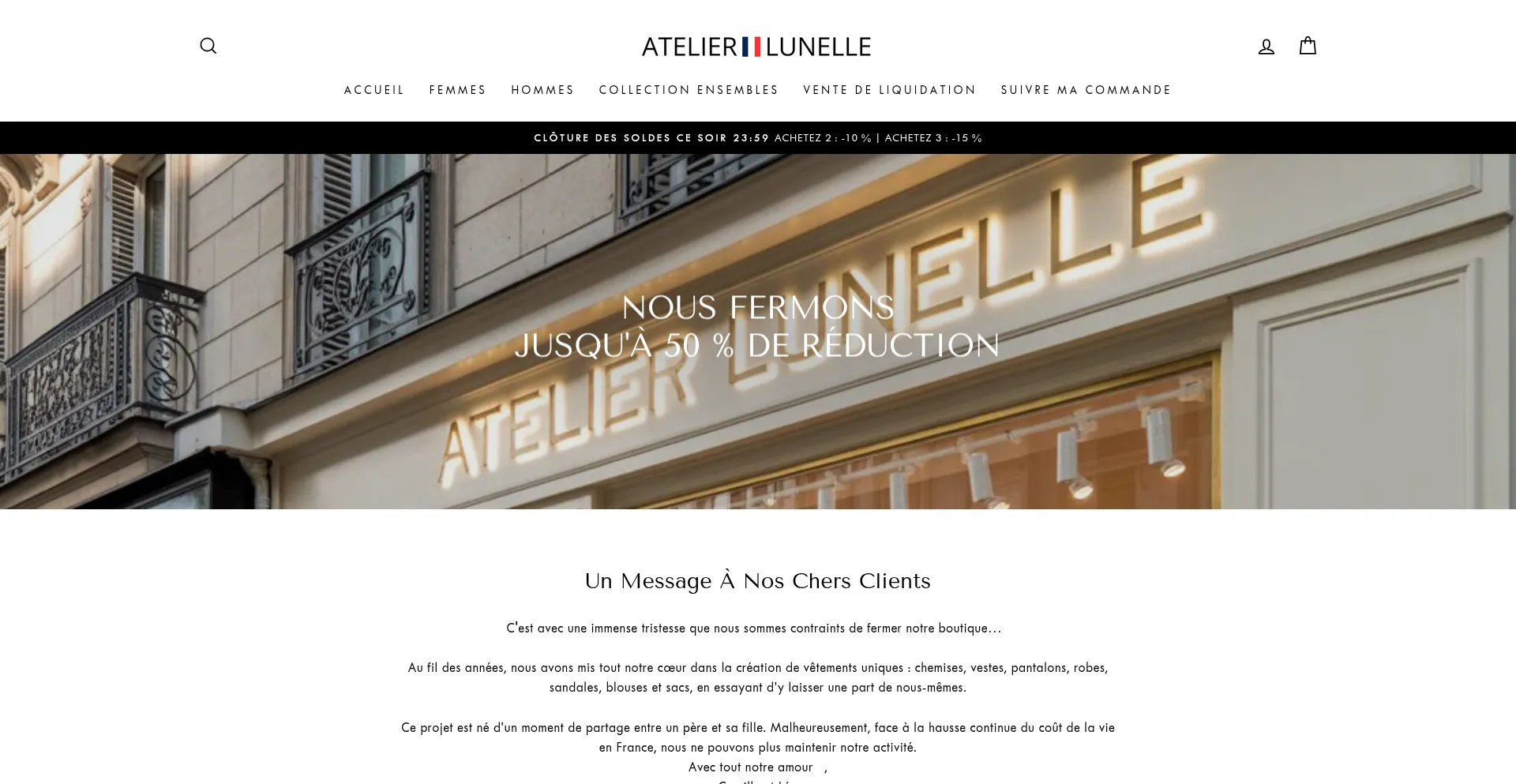 Website screenshot of Atelierlunelle.fr