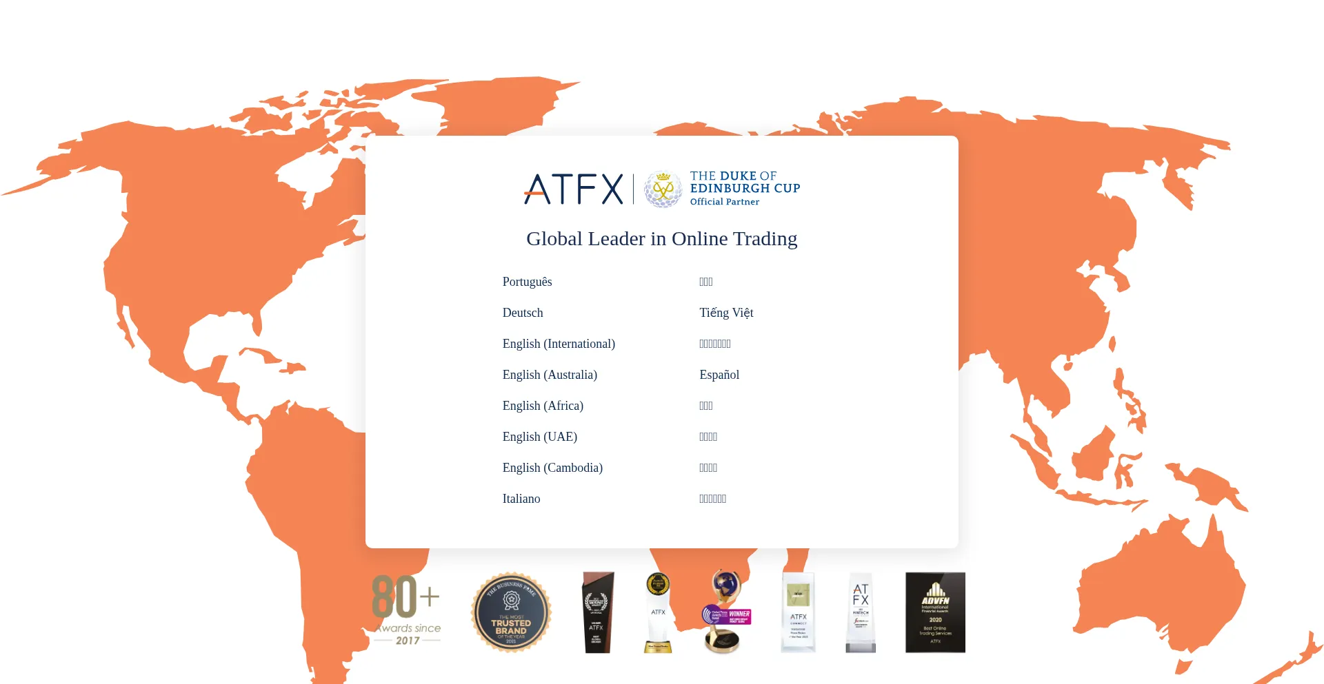 Website screenshot of Atfx.com
