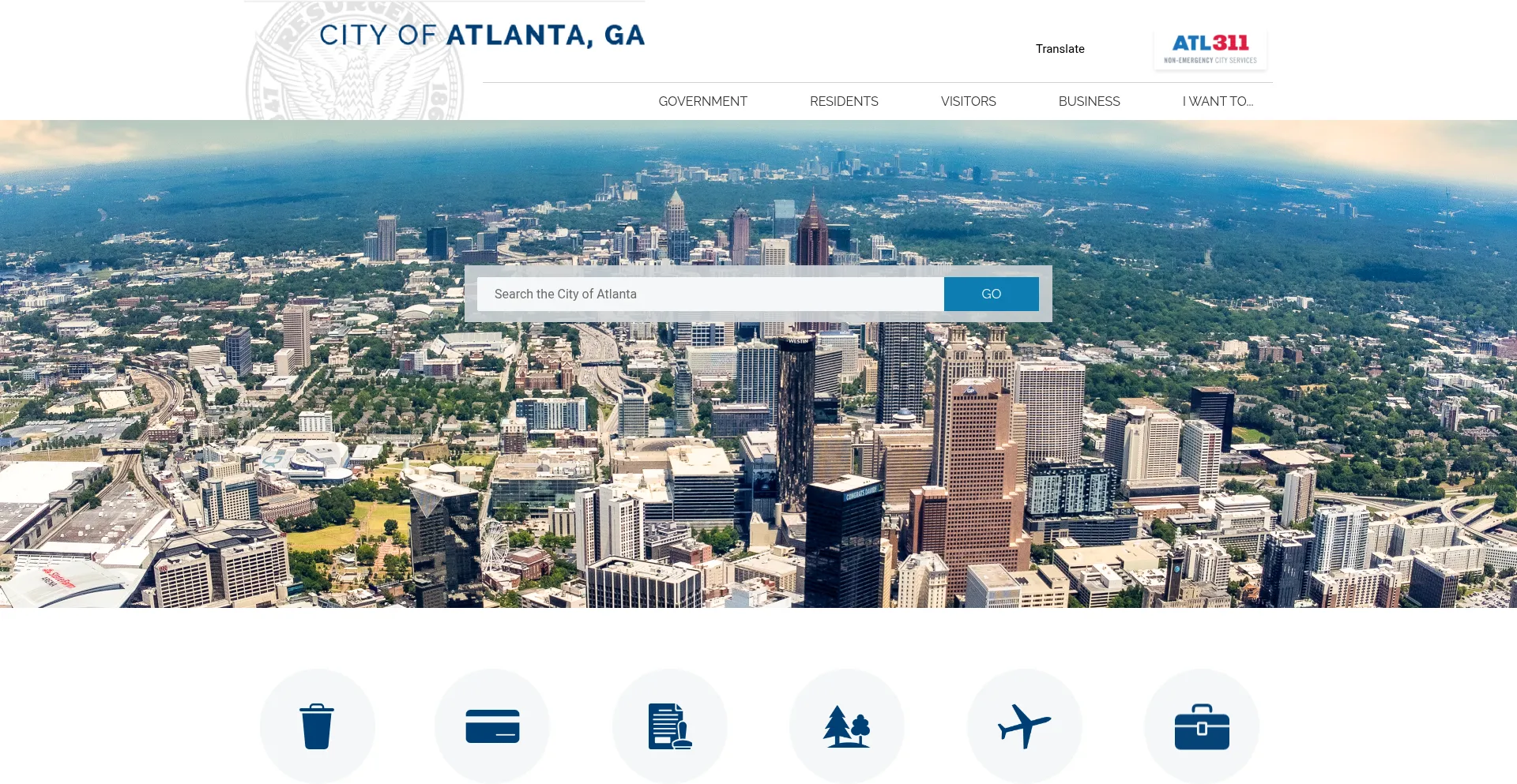 Website screenshot of Atlantaga.gov