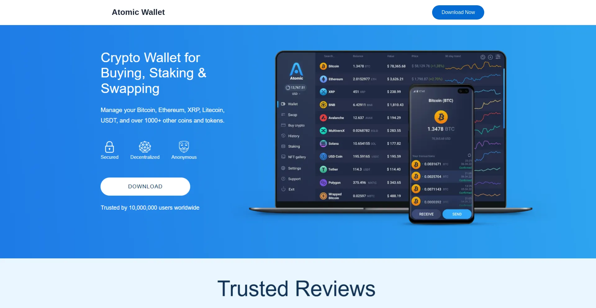 Website screenshot of Atomicwallet-app.us