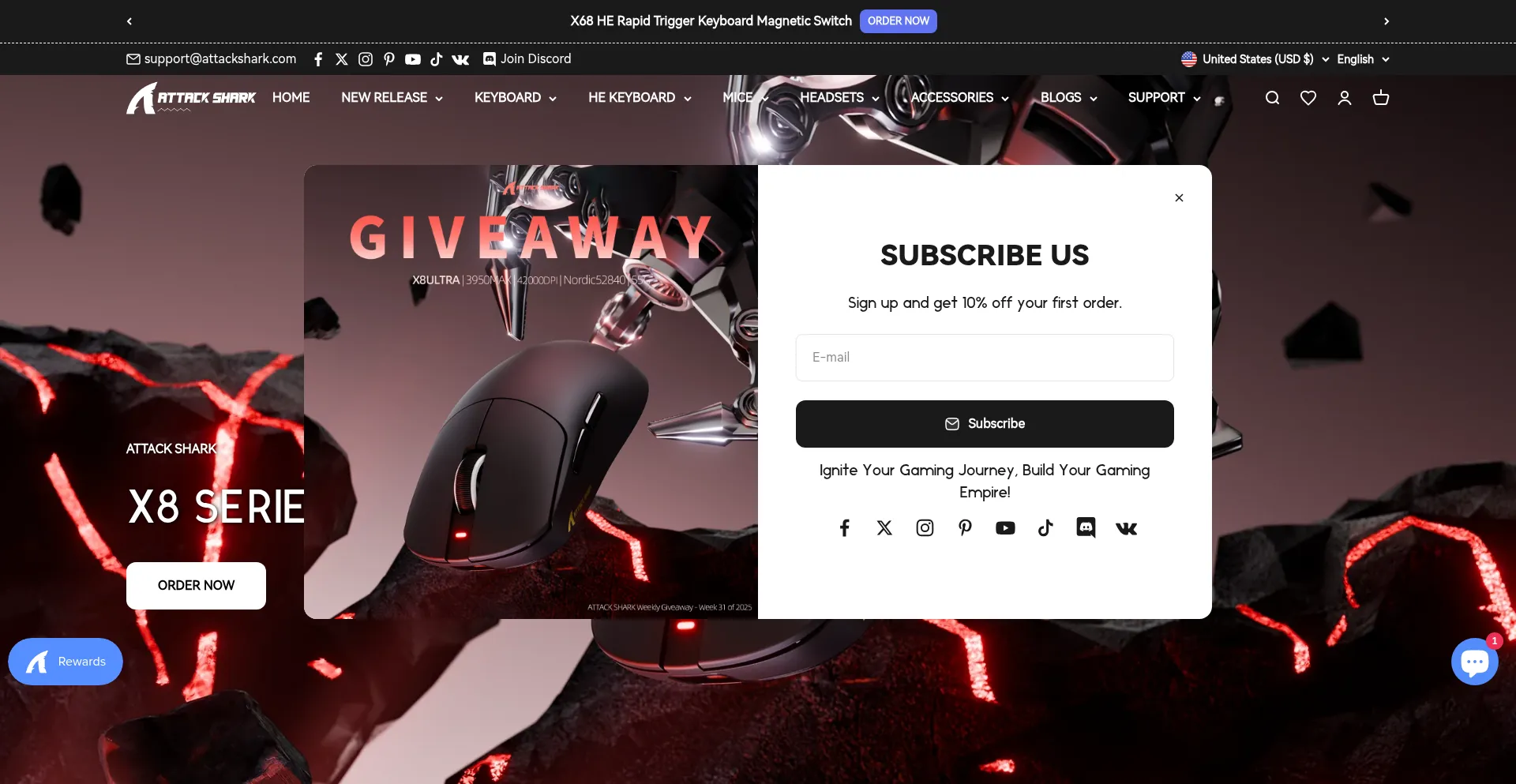 Website screenshot of Attackshark.com.mx