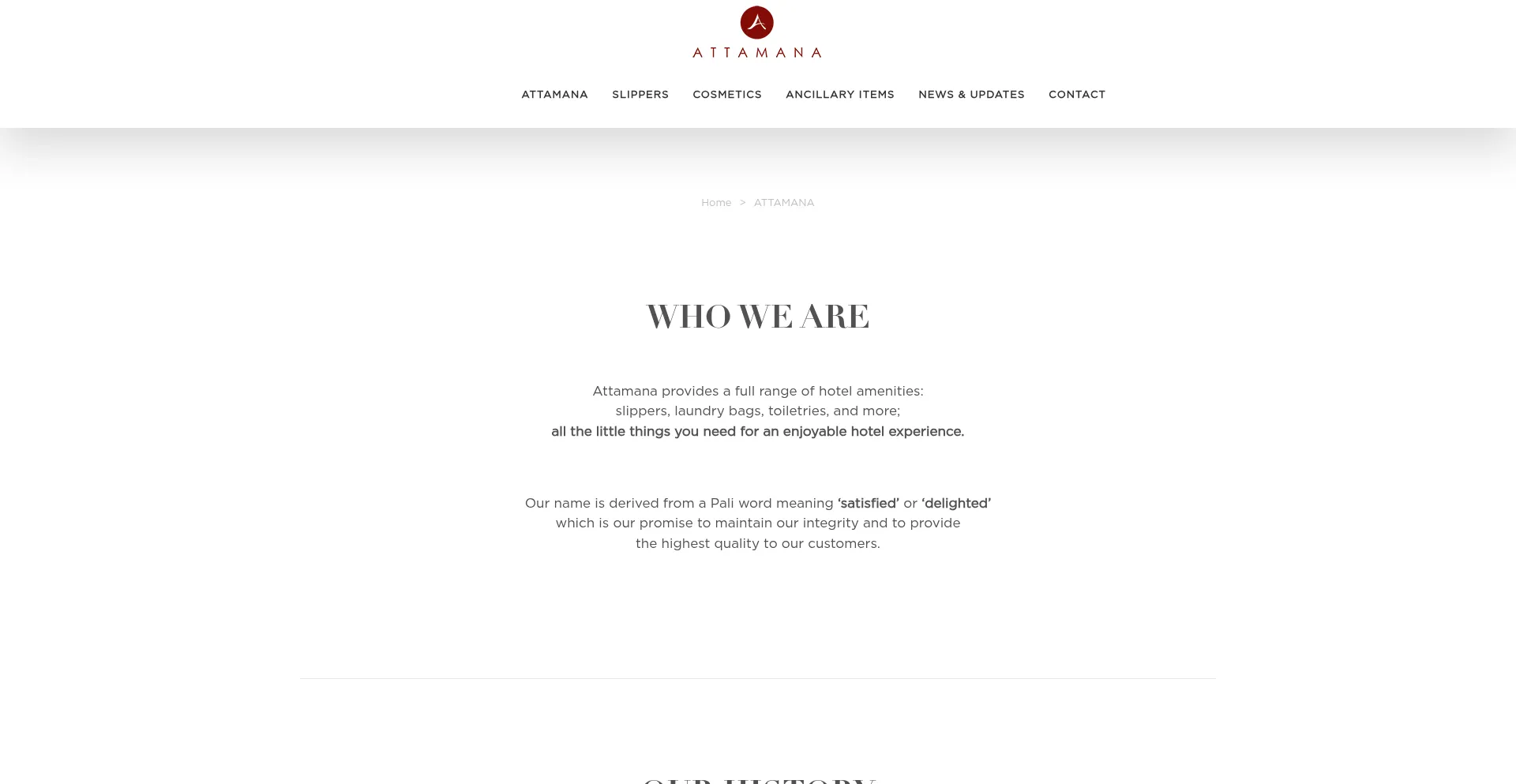 Website screenshot of Attamana.com