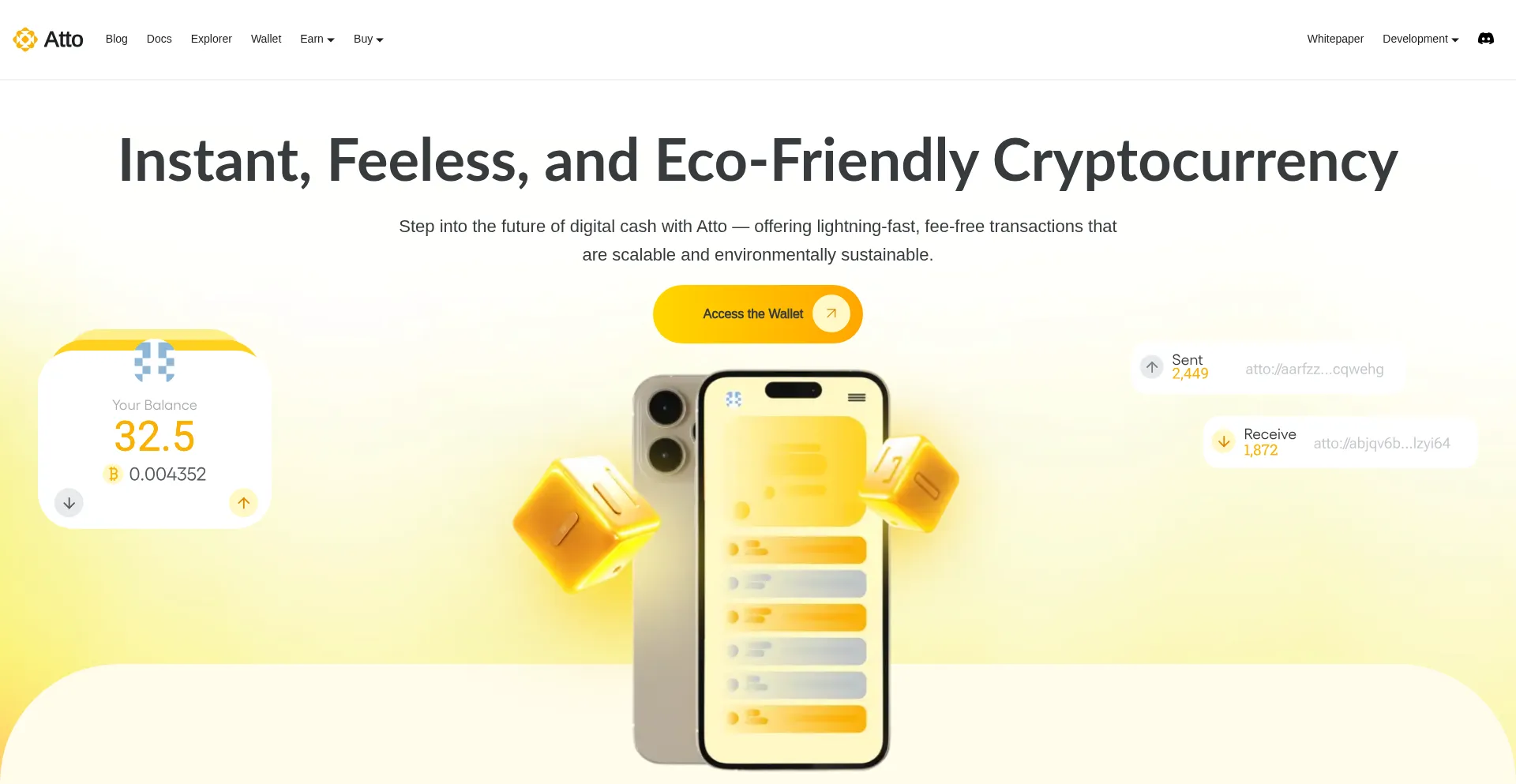 Website screenshot of Atto.cash