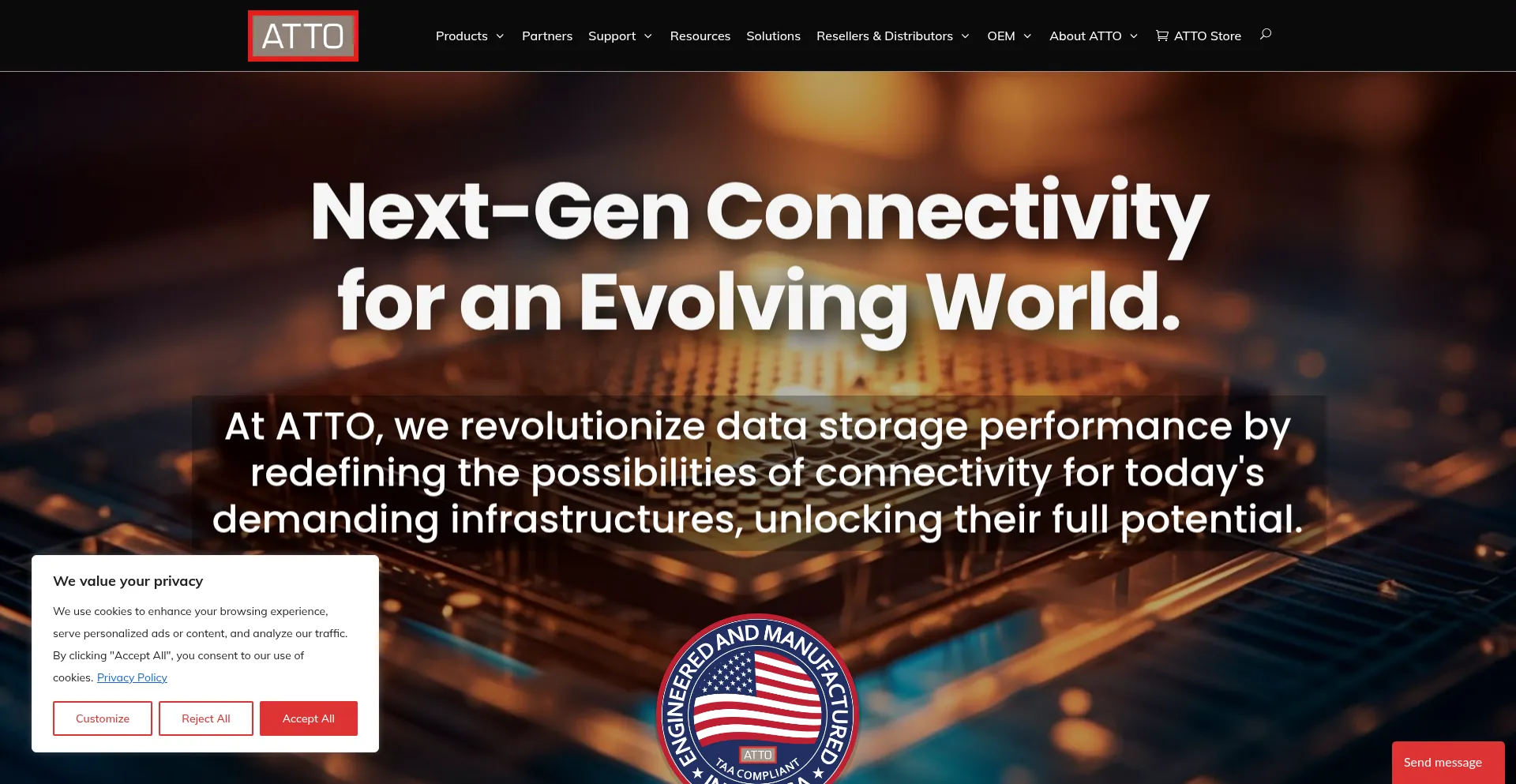 Website screenshot of Atto.com