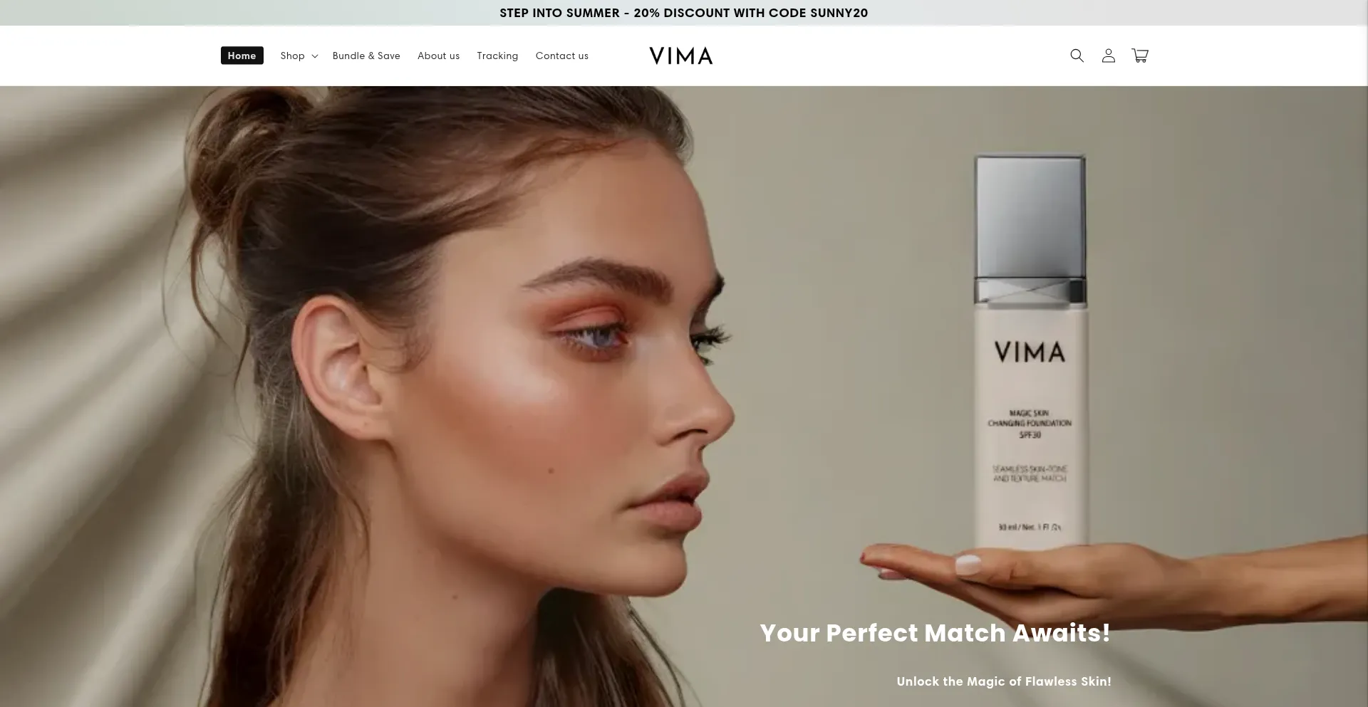 Website screenshot of Au.vimacosmetics.com
