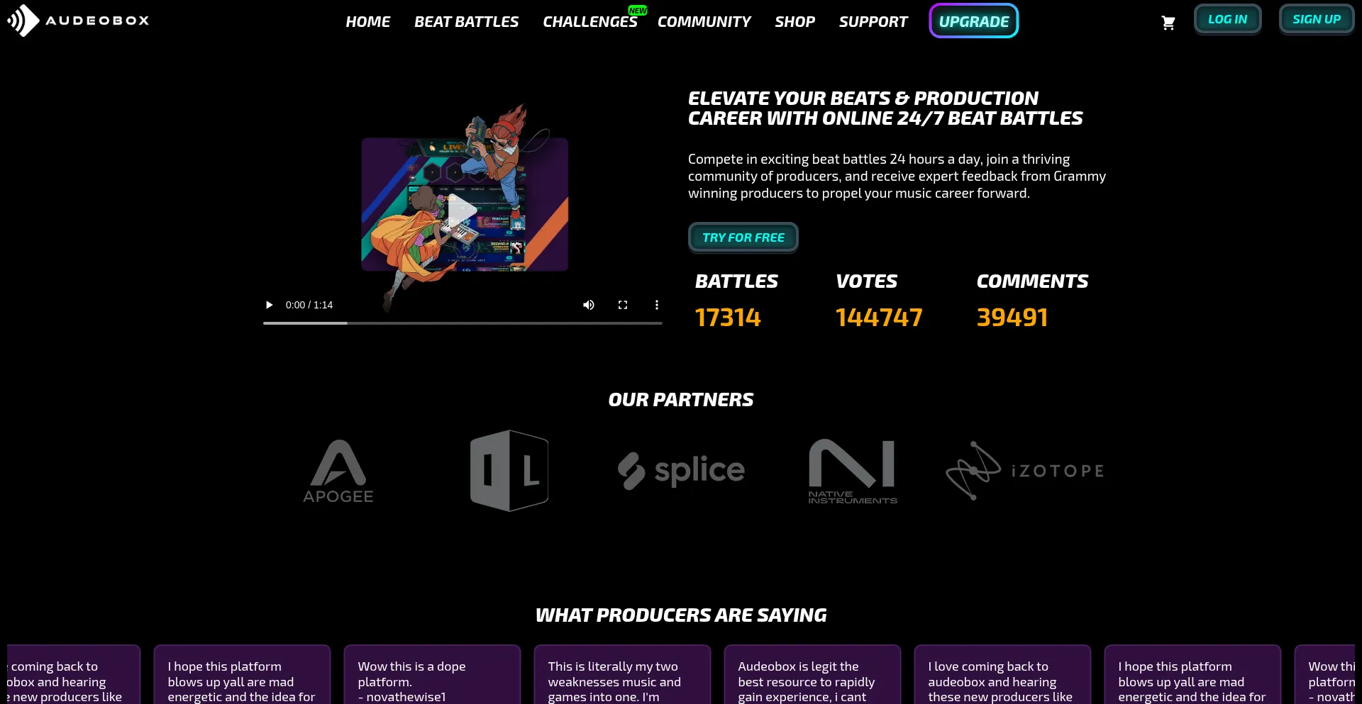 Website screenshot of Audeobox.com