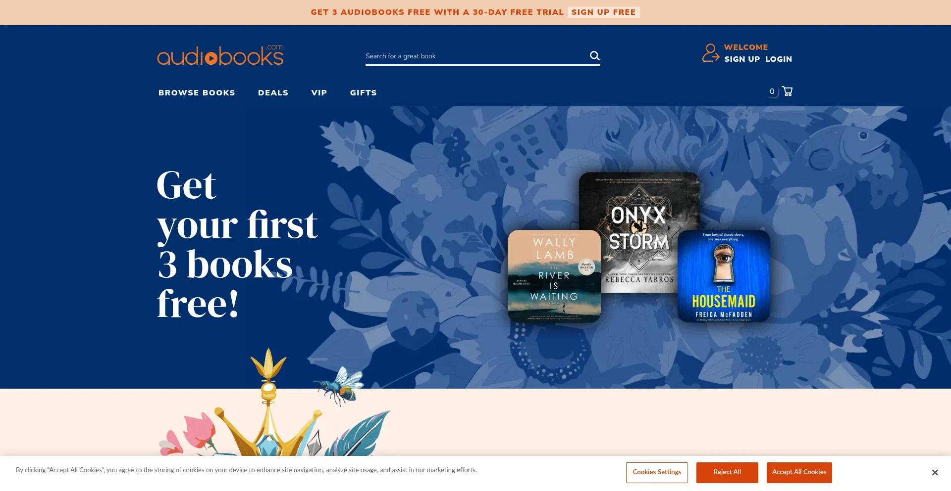 Website screenshot of Audiobooks.com