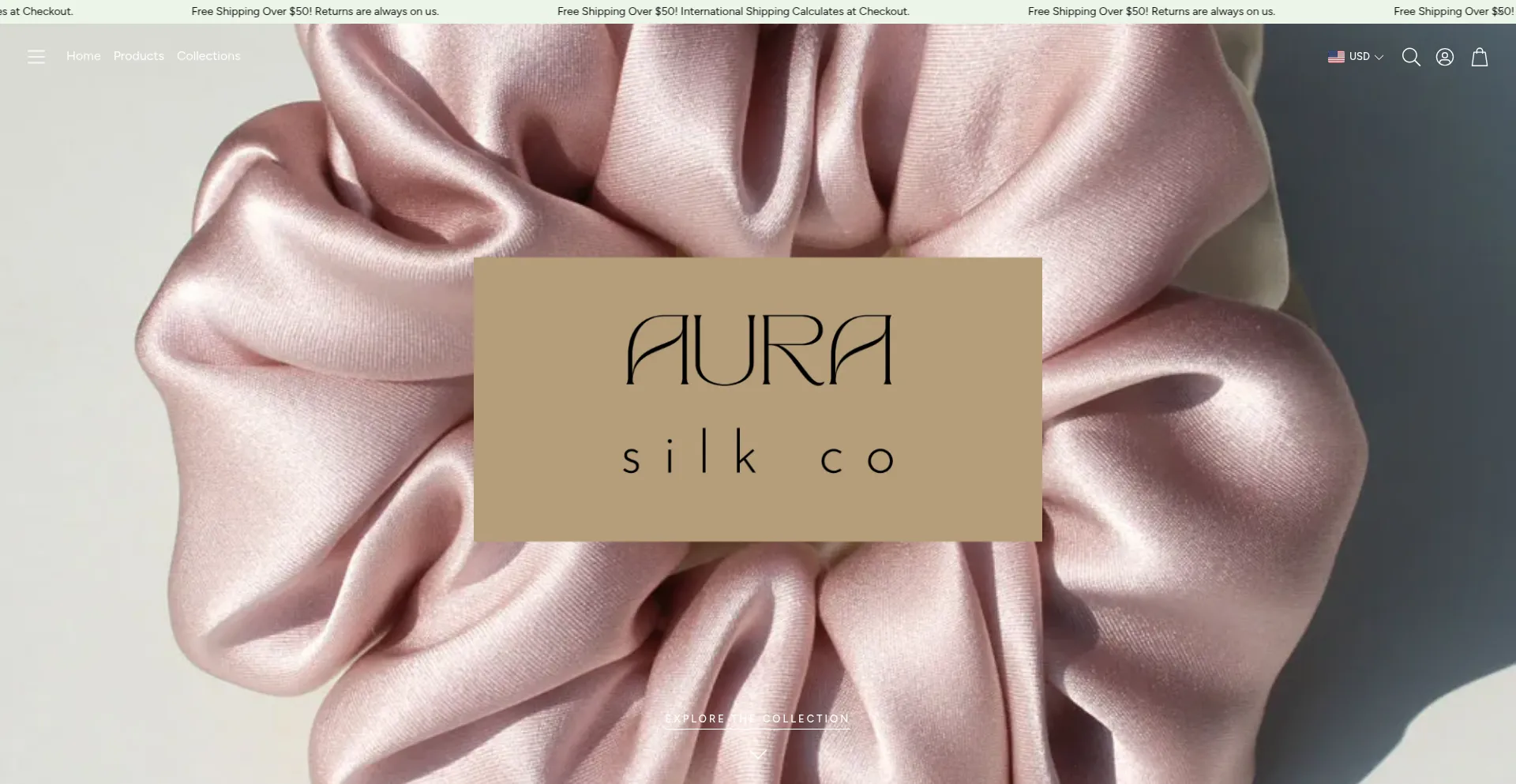 Website screenshot of Aurasilkco.com