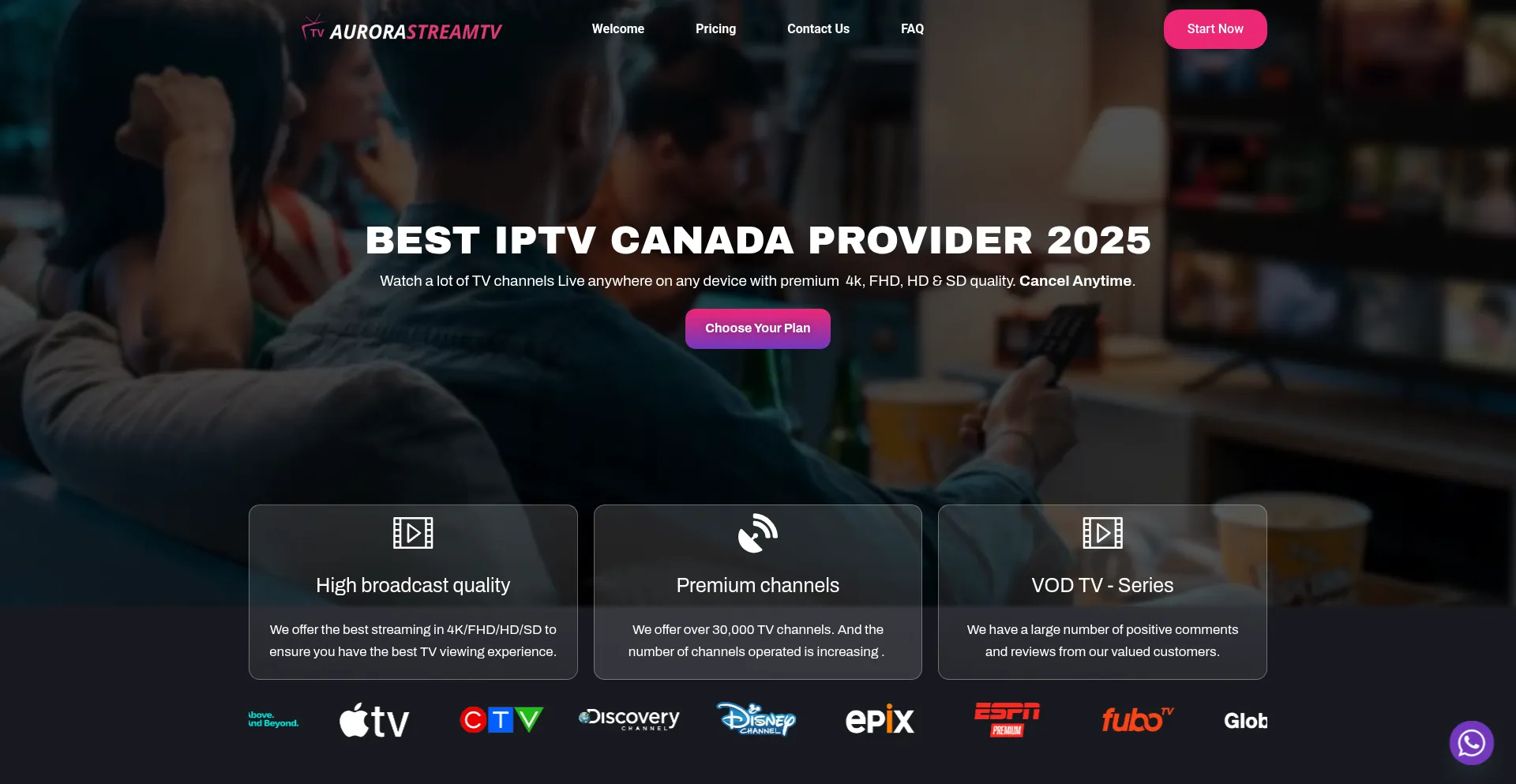 Website screenshot of Aurorastreamtv.com