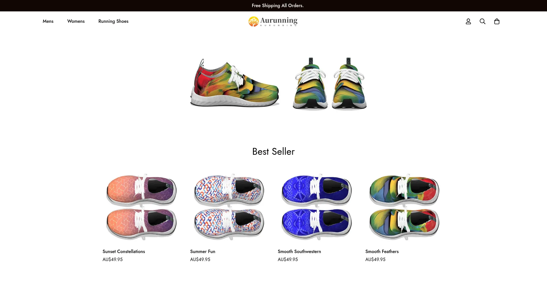 Website screenshot of Aurunning.com