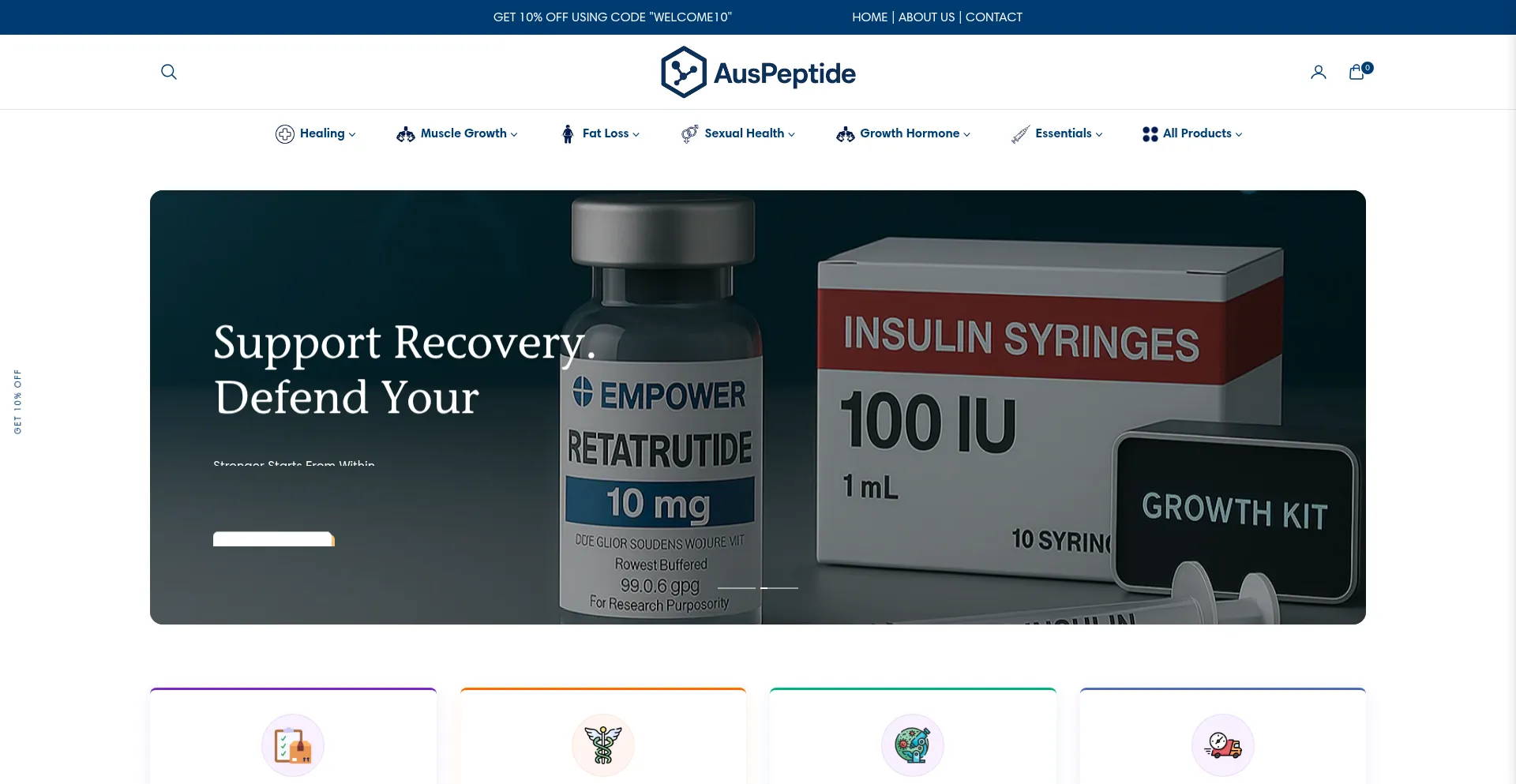 Website screenshot of Auspeptide.com