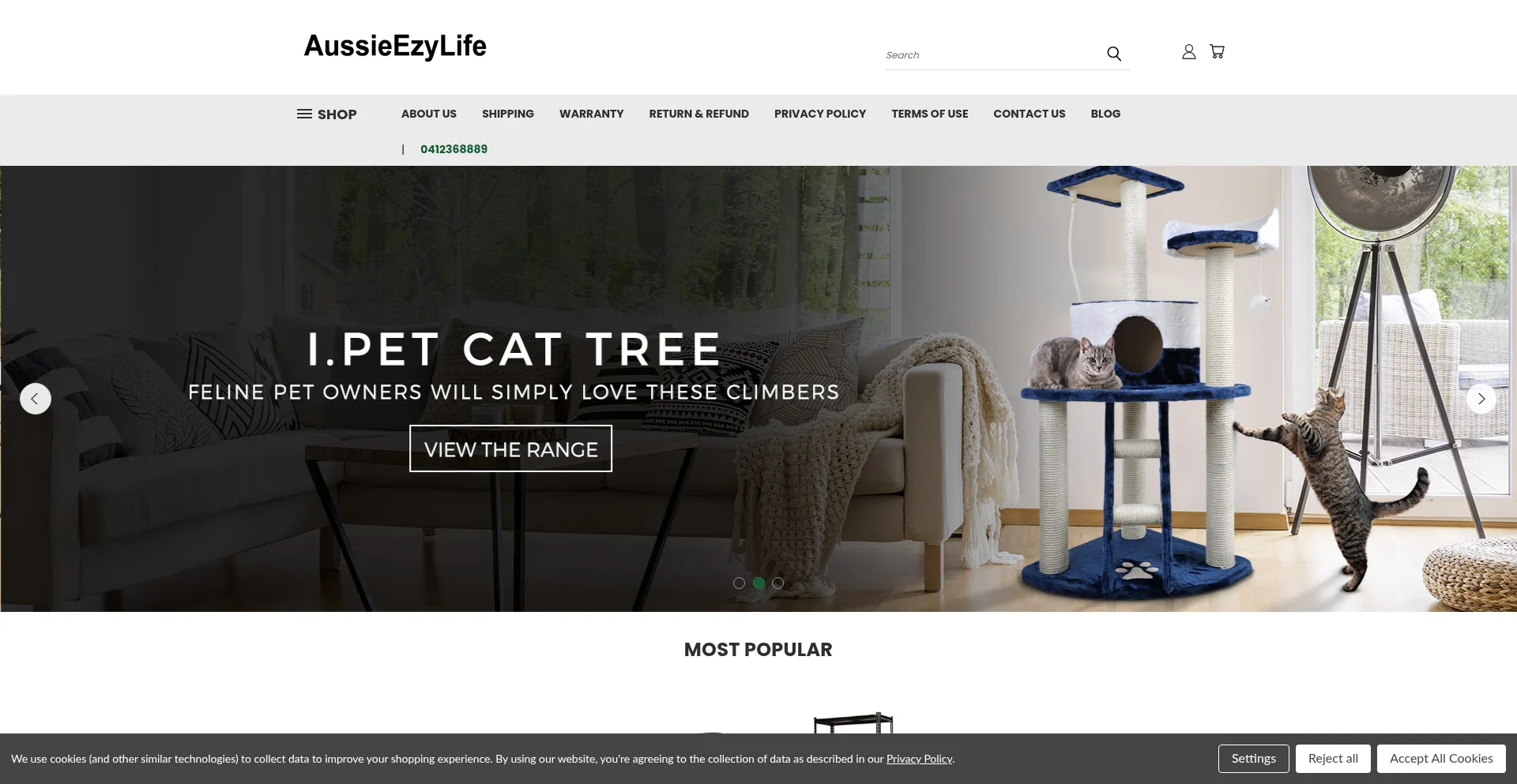 Website screenshot of Aussieezylife.com.au