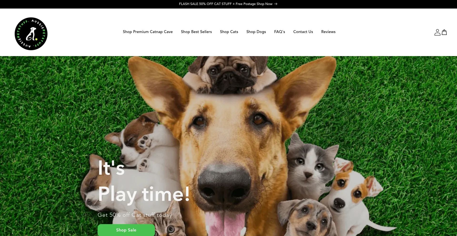 Website screenshot of Aussiepetstuff.com.au