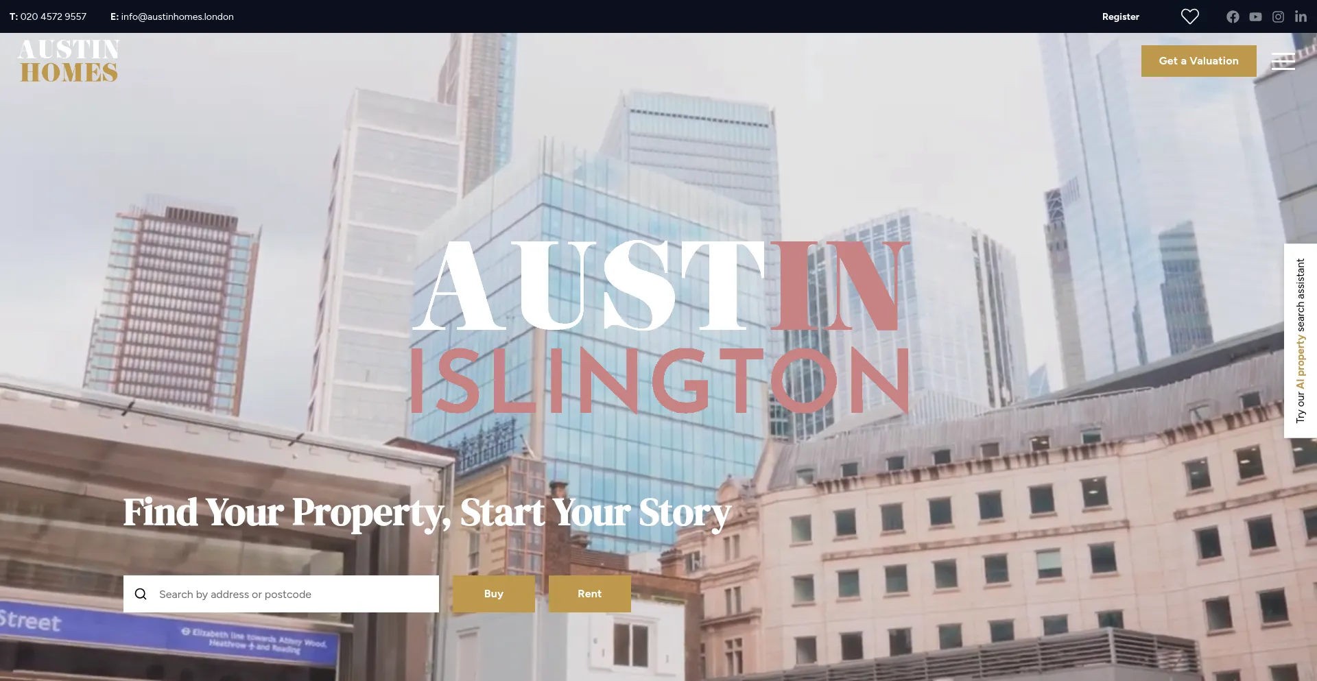 Website screenshot of Austinhomes.london