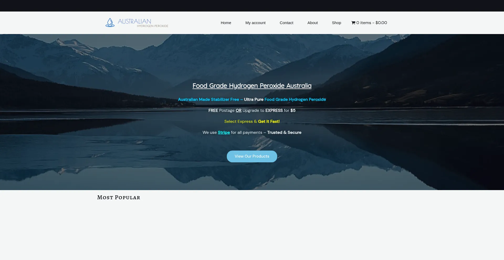 Website screenshot of Australianhydrogenperoxide.com.au