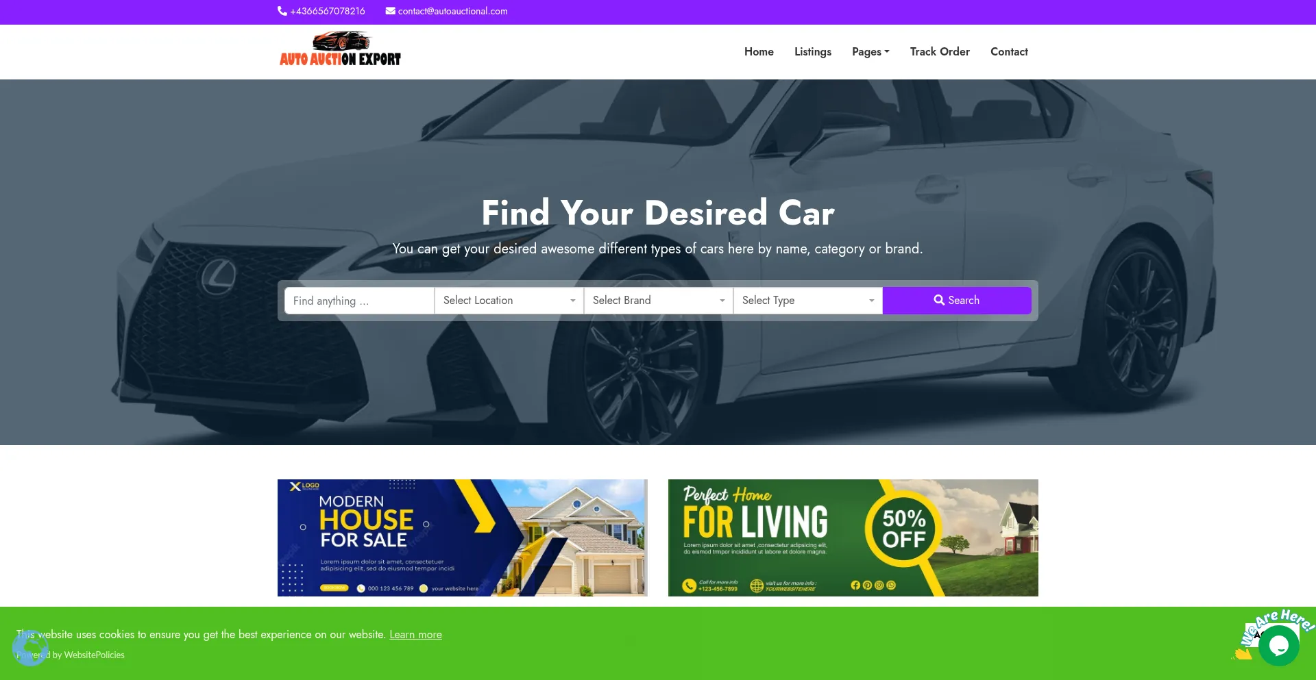 Website screenshot of Autoauctional.com