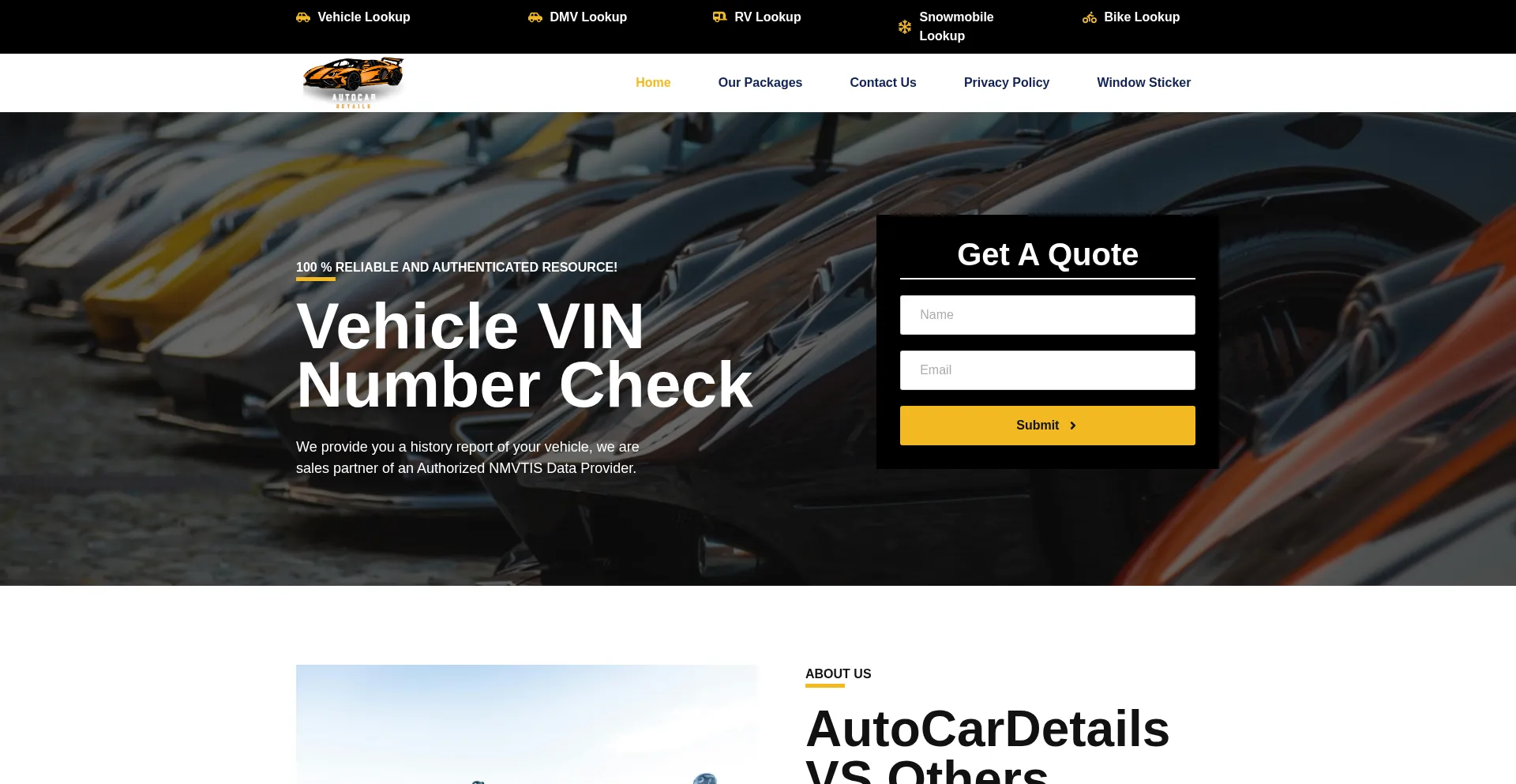 Website screenshot of Autocardetails.com