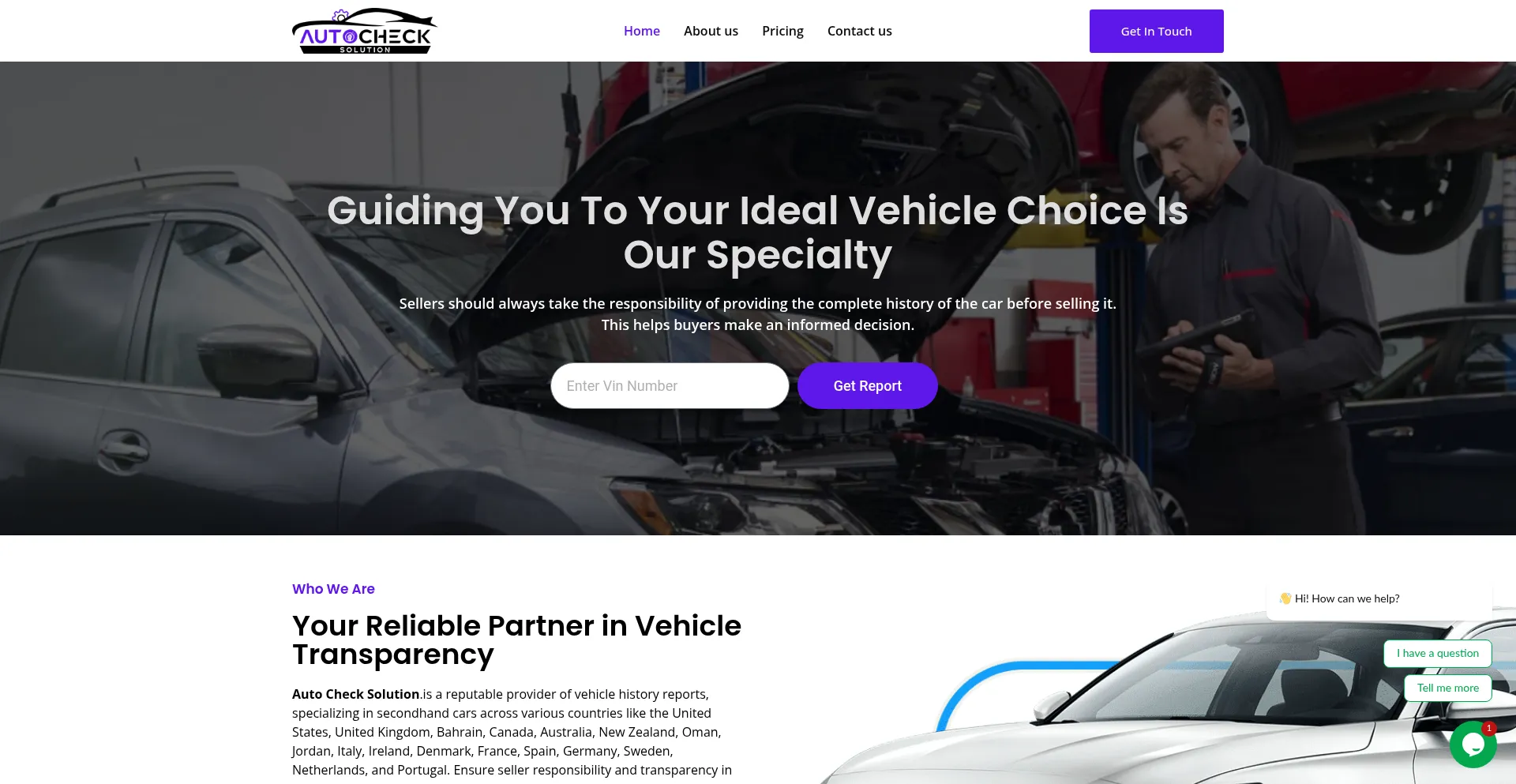 Website screenshot of Autochecksolution.com