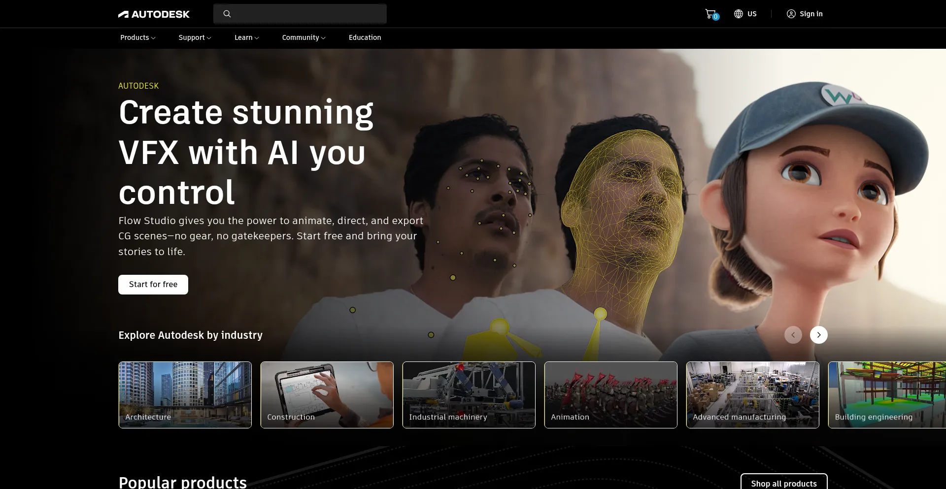 Website screenshot of Autodesk.com