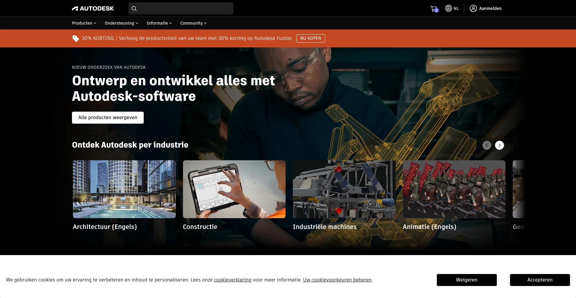 Website screenshot of Autodesk.nl