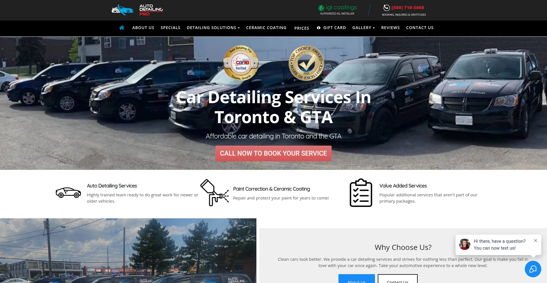 Website screenshot of Autodetailingpro.ca