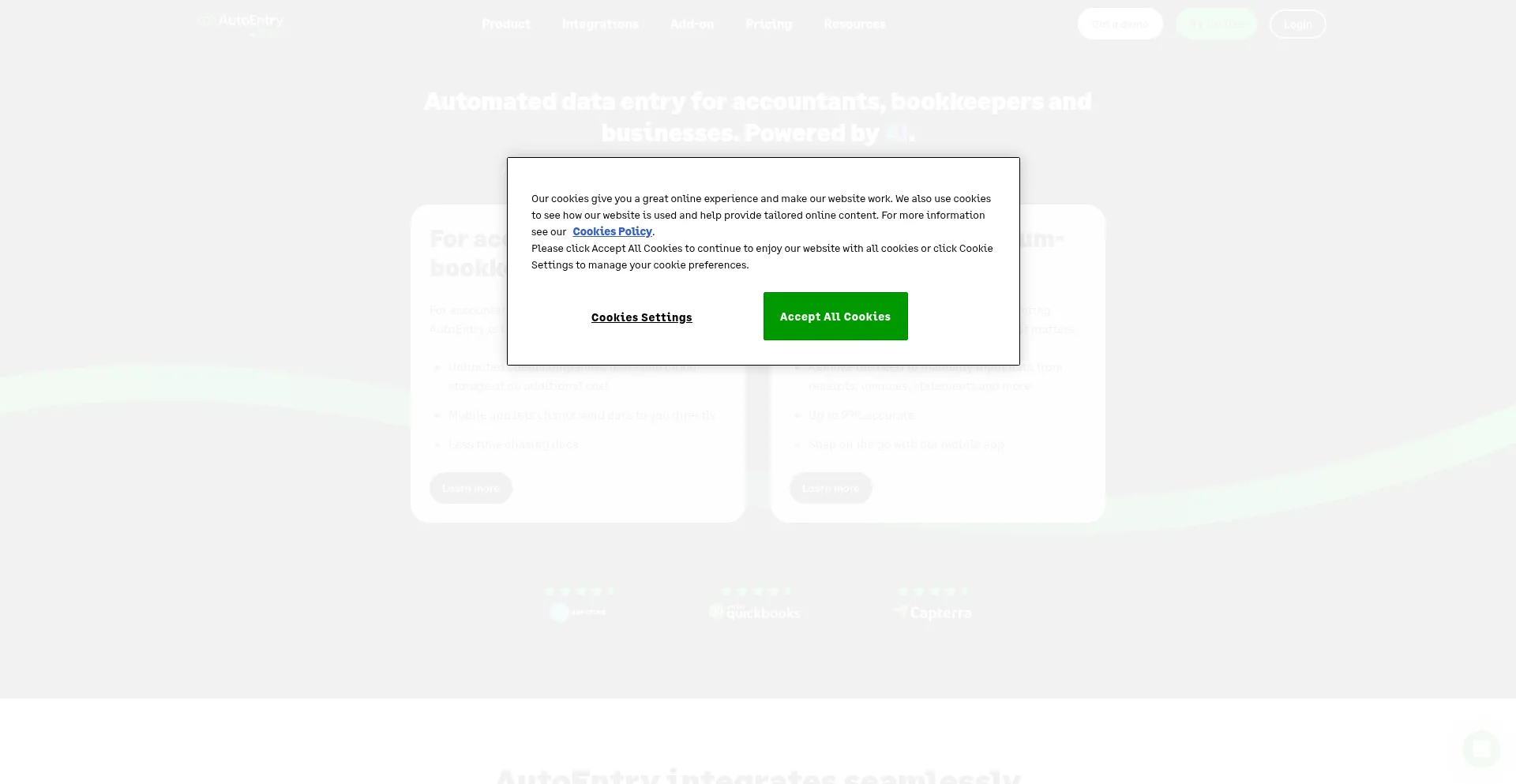 Website screenshot of Autoentry.com