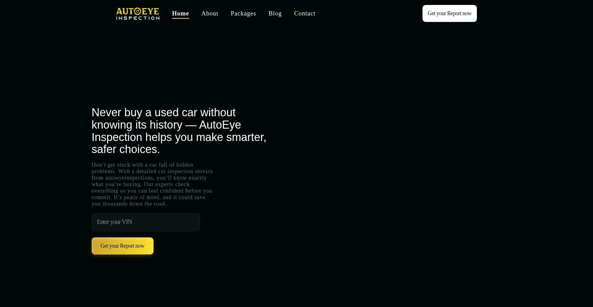 Website screenshot of Autoeyeinspections.com