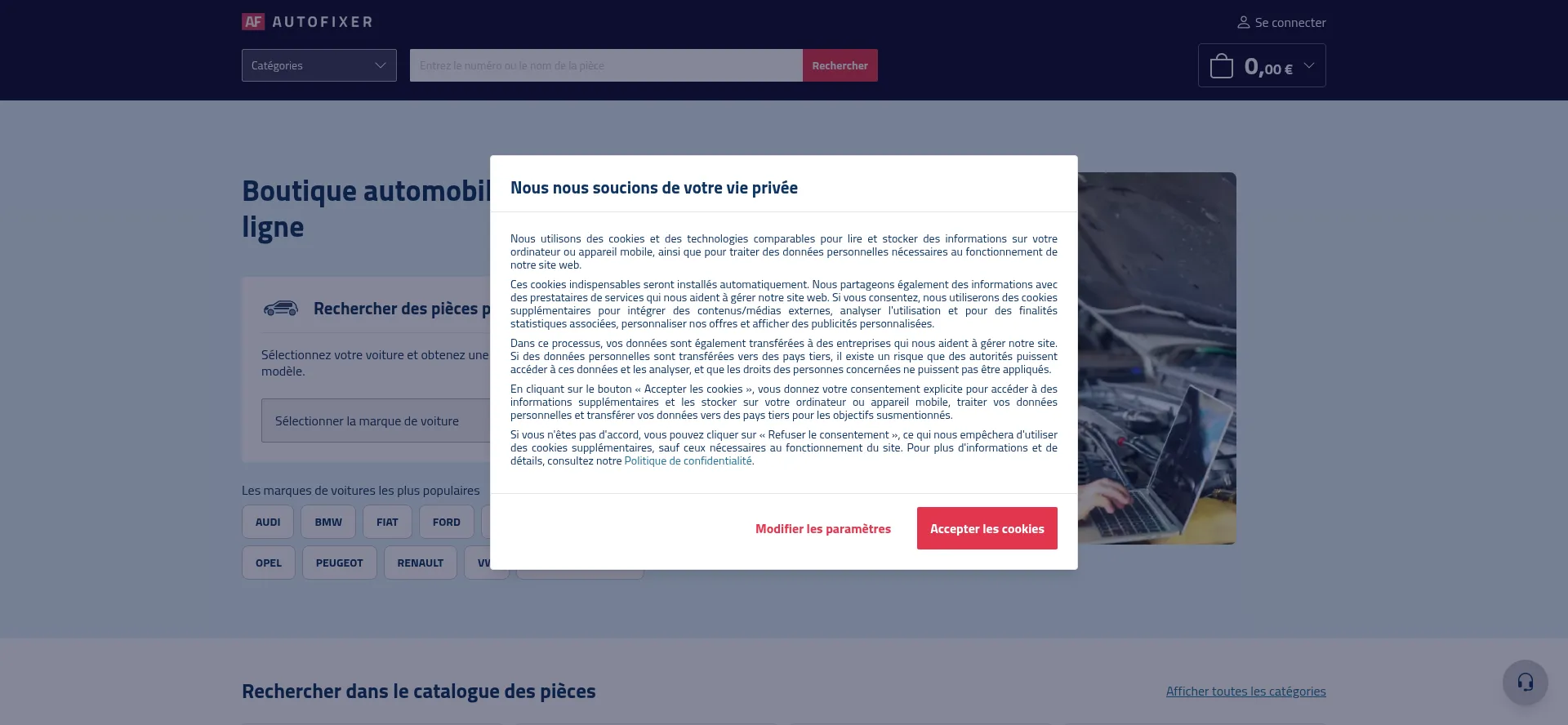 Website screenshot of Autofixer.fr