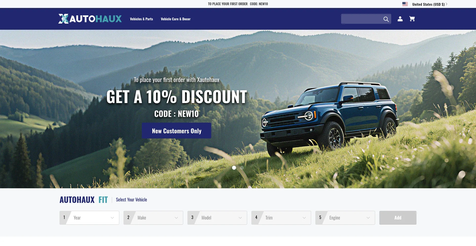 Website screenshot of Autohaux.com