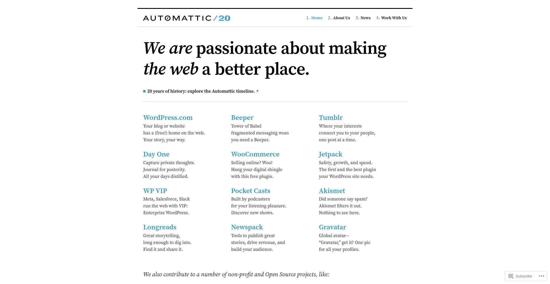 Website screenshot of Automatic.com
