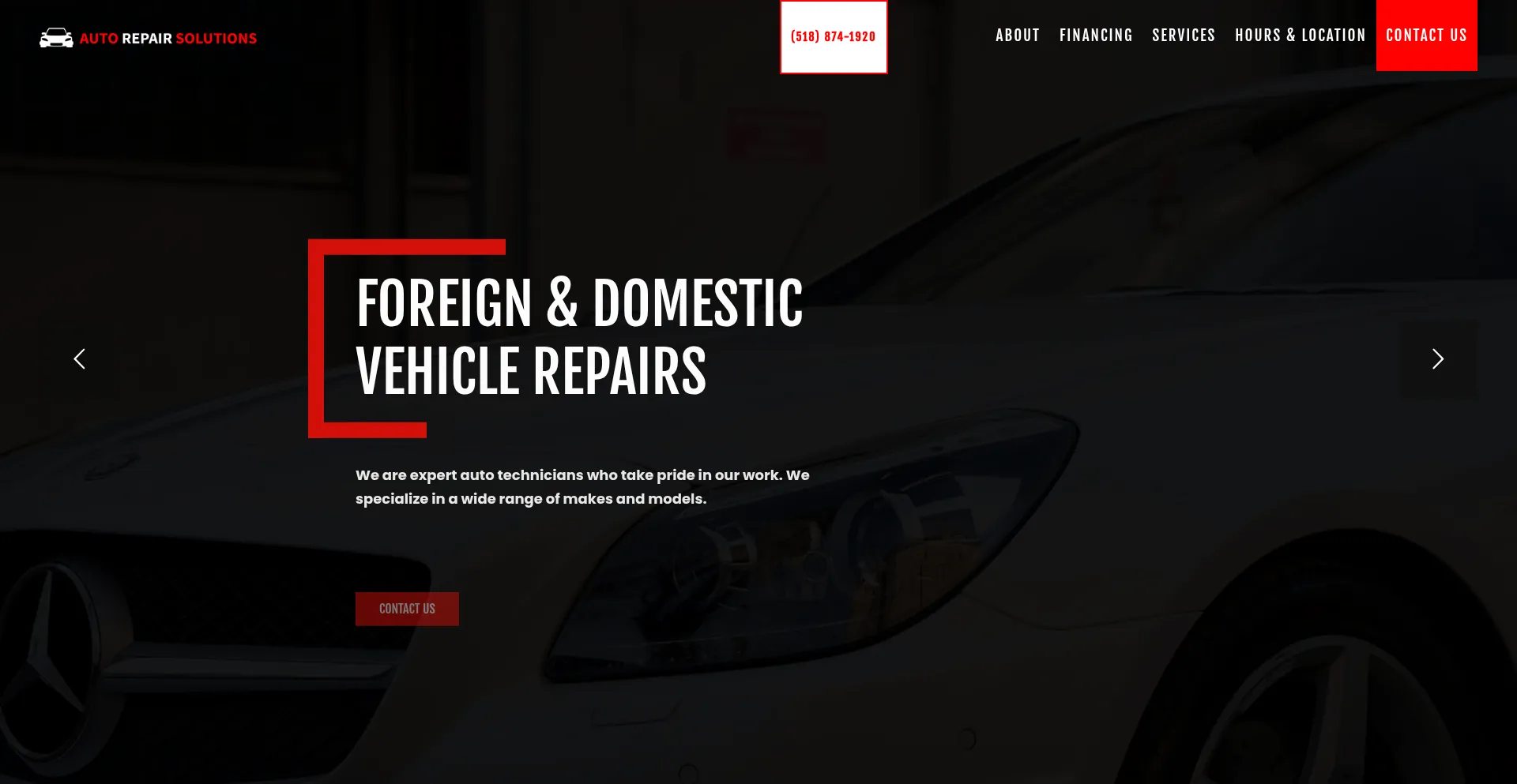 Website screenshot of Autorepairsolutionguys.com