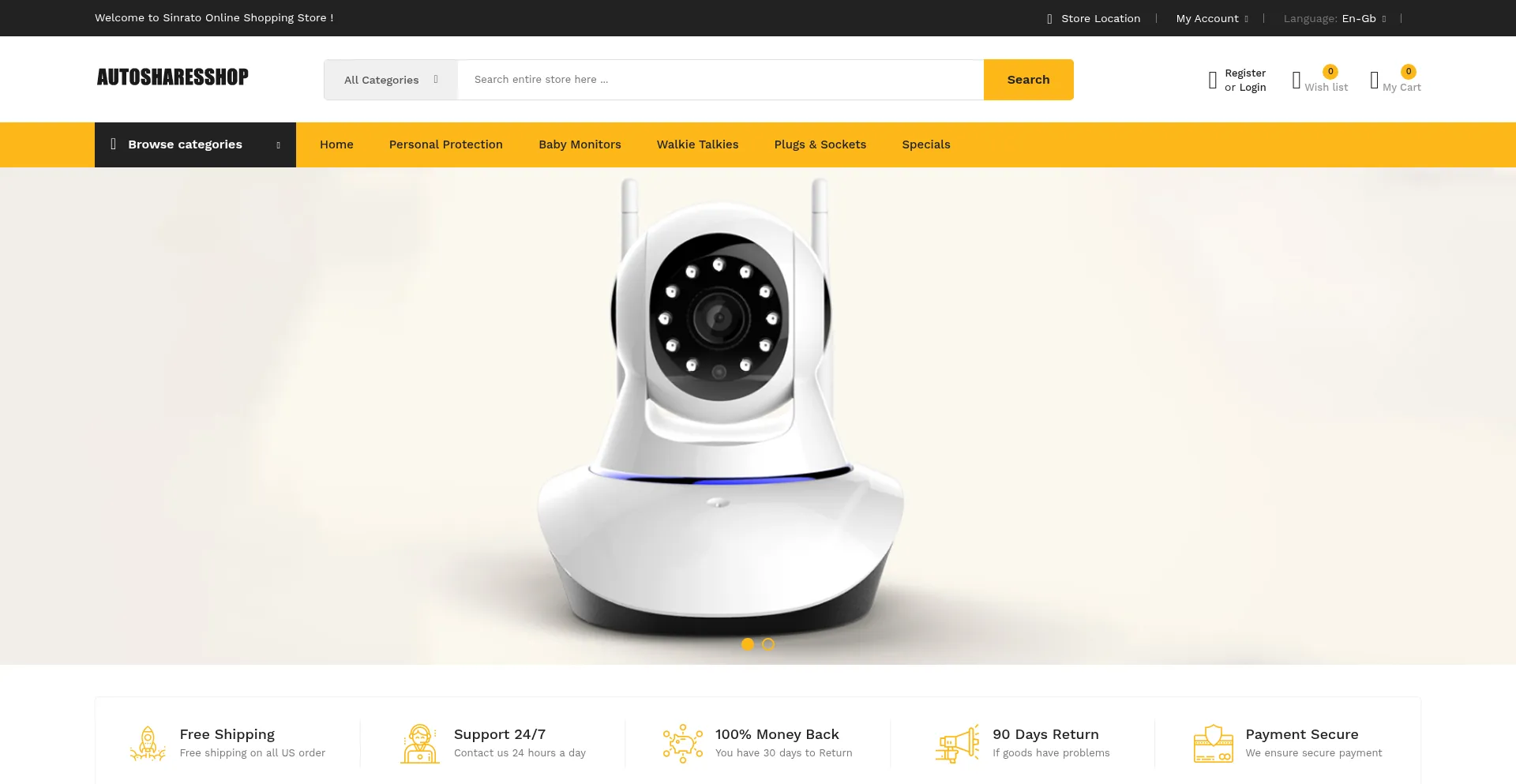 Website screenshot of Autosharesshop.com