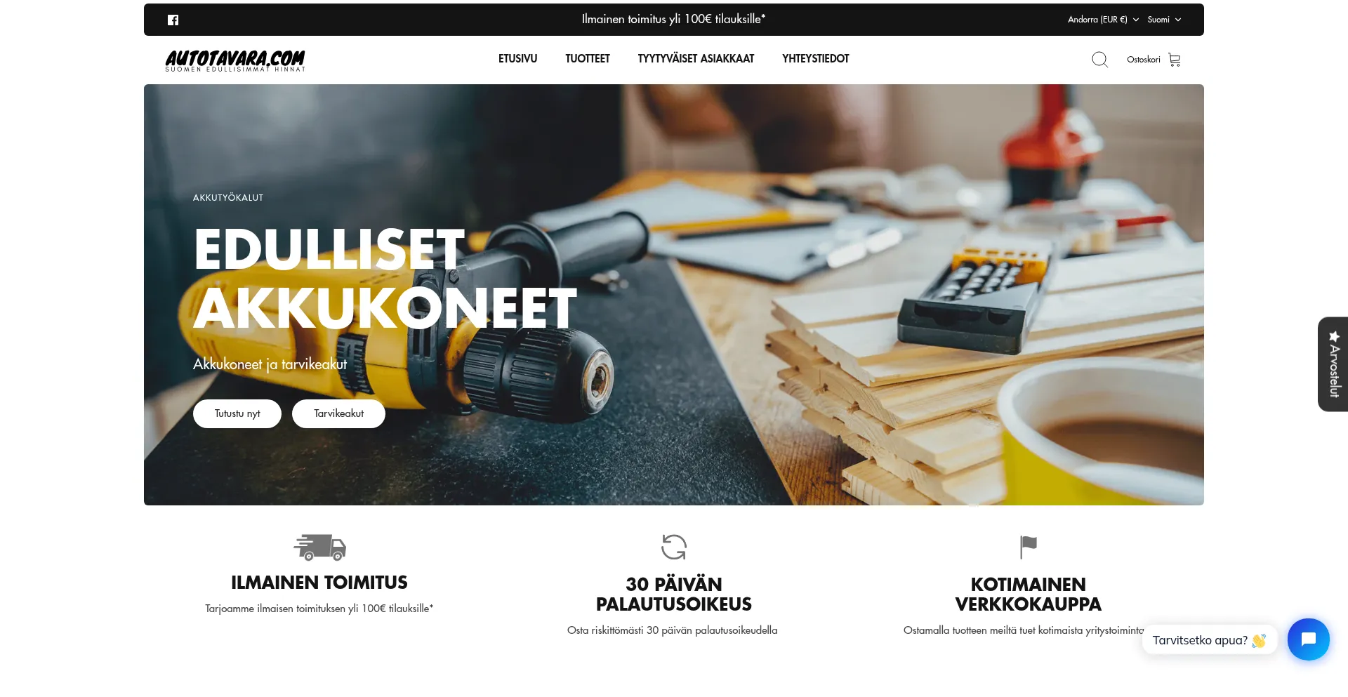 Website screenshot of Autotavara.com