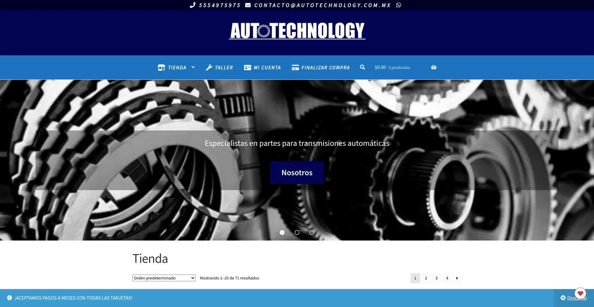 Website screenshot of Autotechnology.com.mx