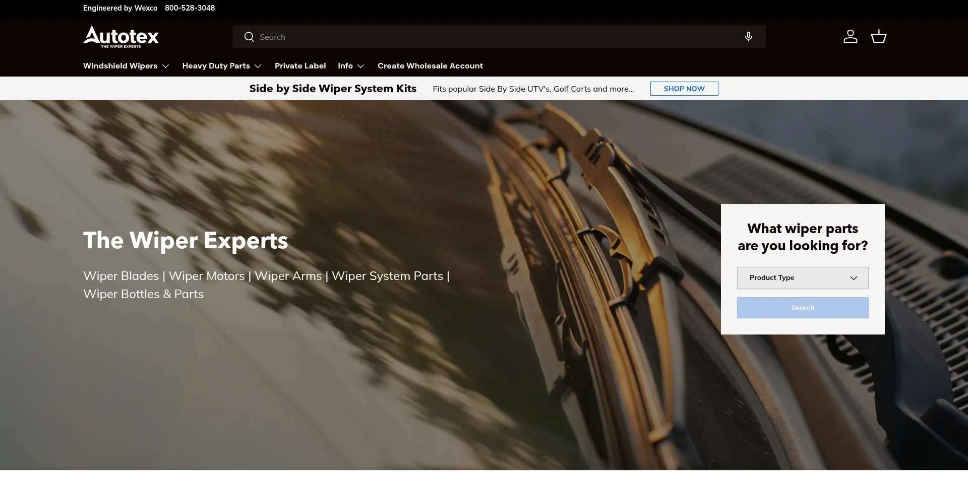 Website screenshot of Autotexwipers.com