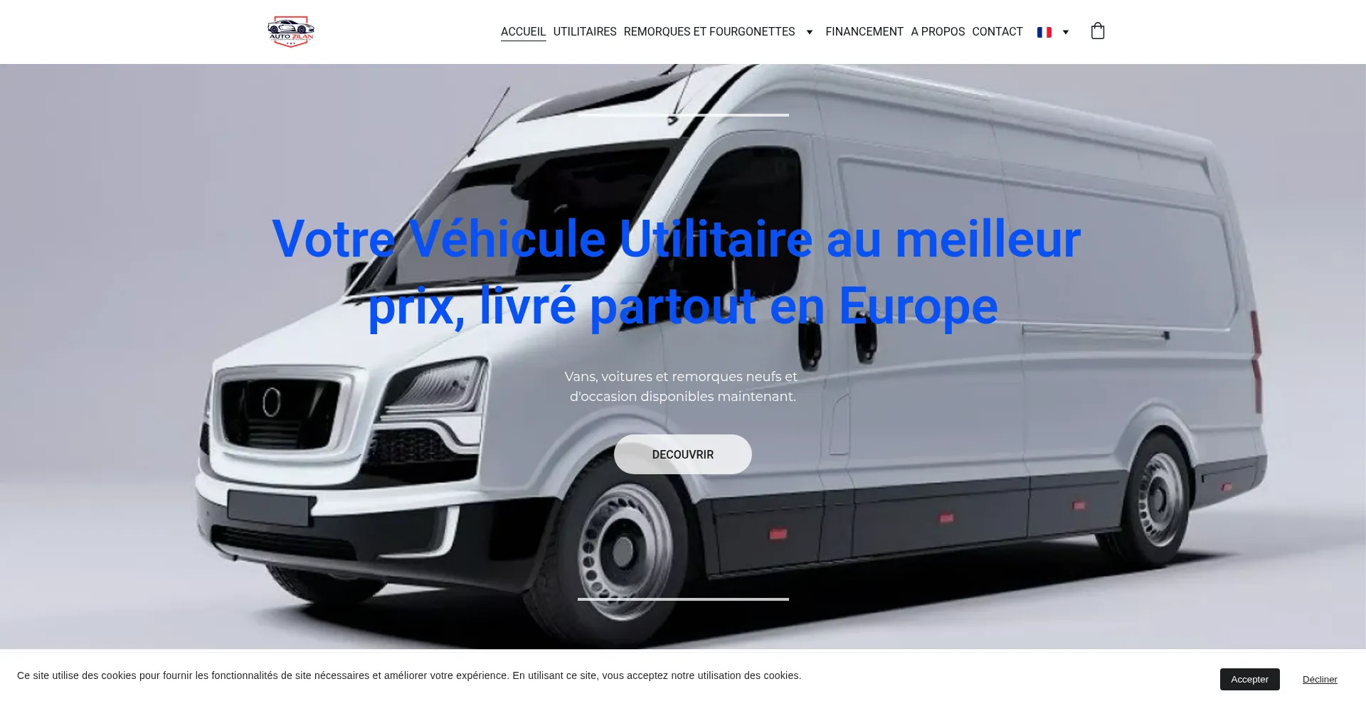 Website screenshot of Autozilan.fr