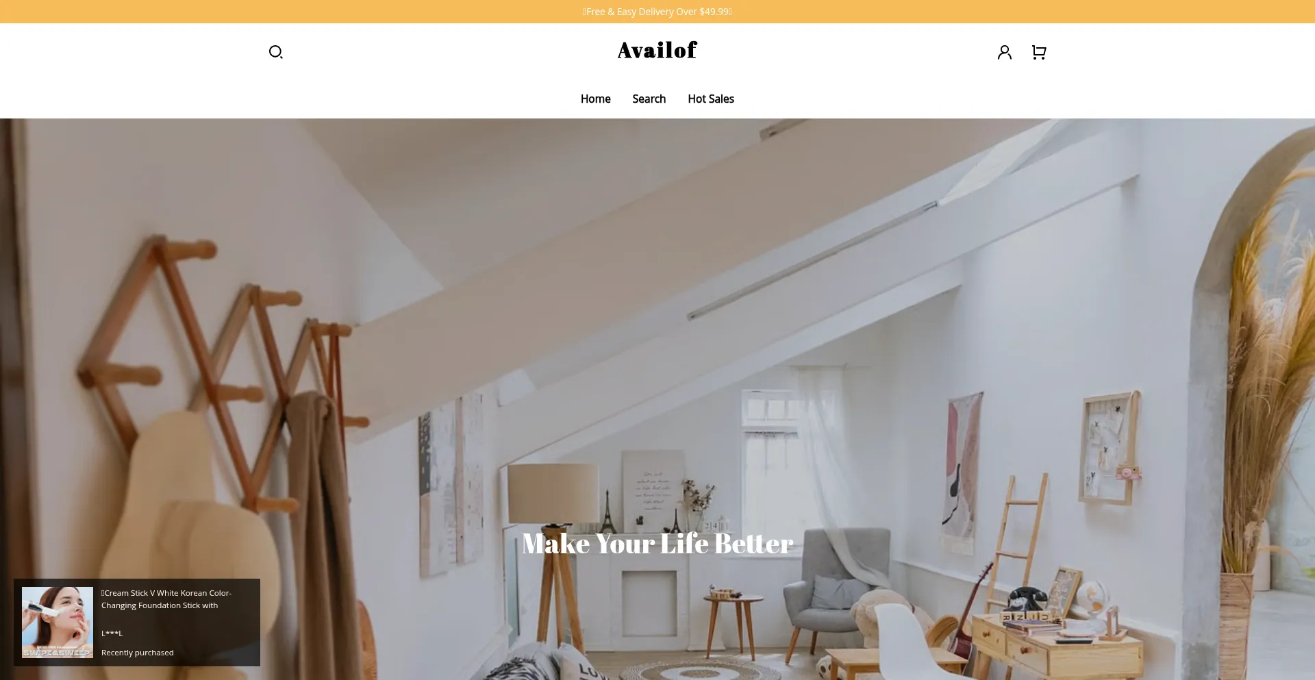 Website screenshot of Availof.com