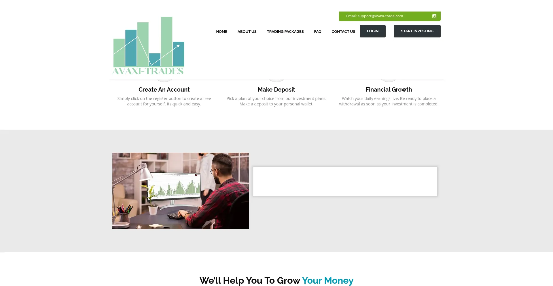 Website screenshot of Avaxi-trade.com