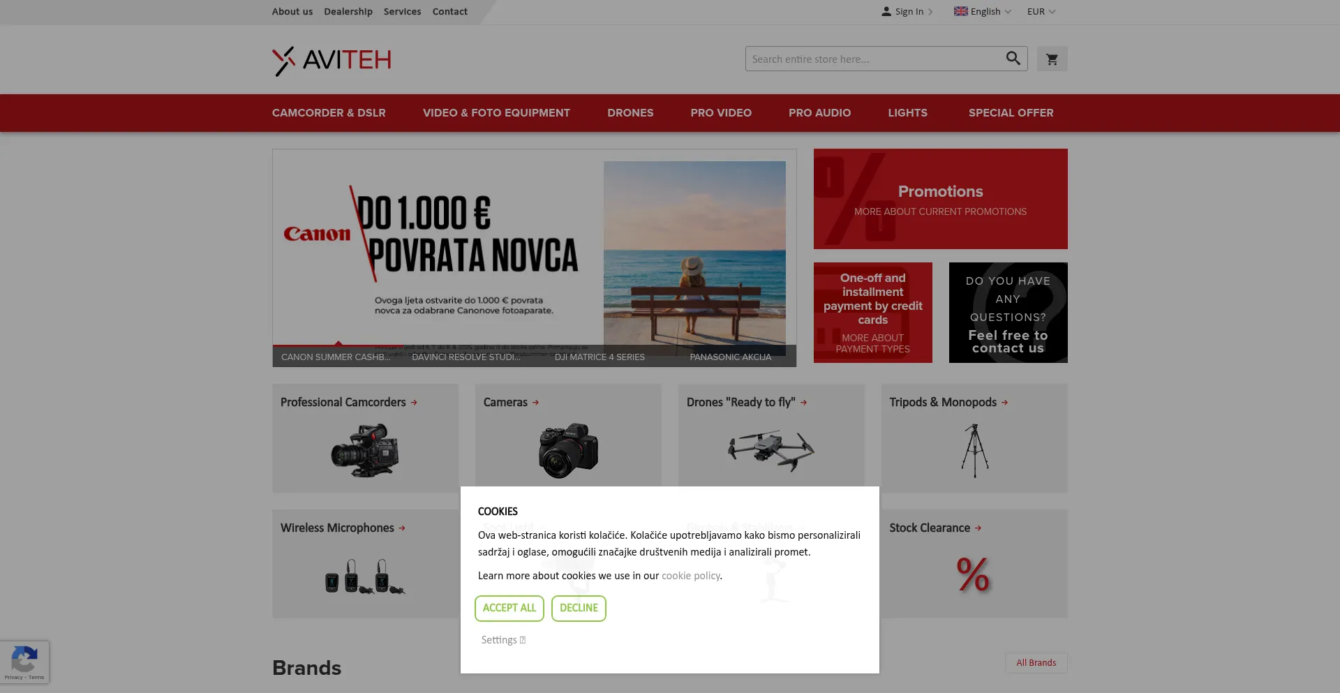 Website screenshot of Aviteh.eu