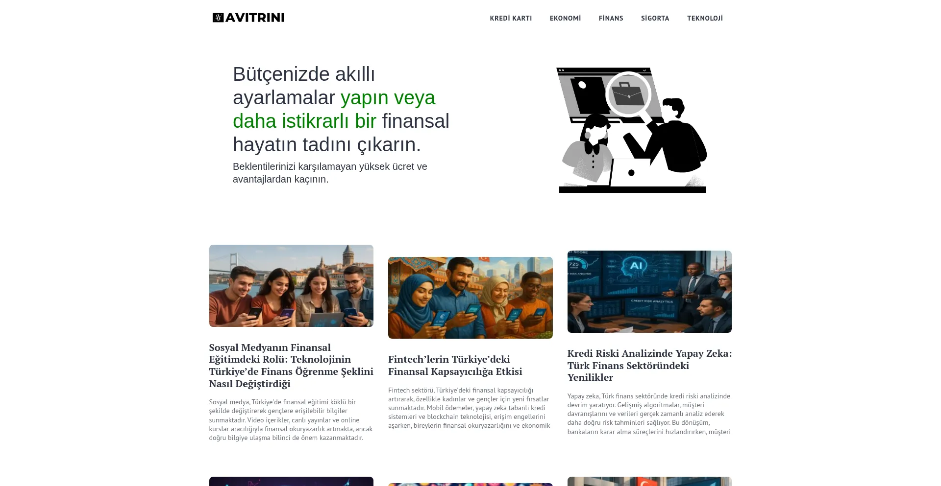 Website screenshot of Avitrini.com
