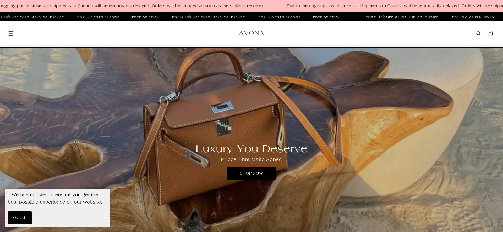 Website screenshot of Avonaparis.com