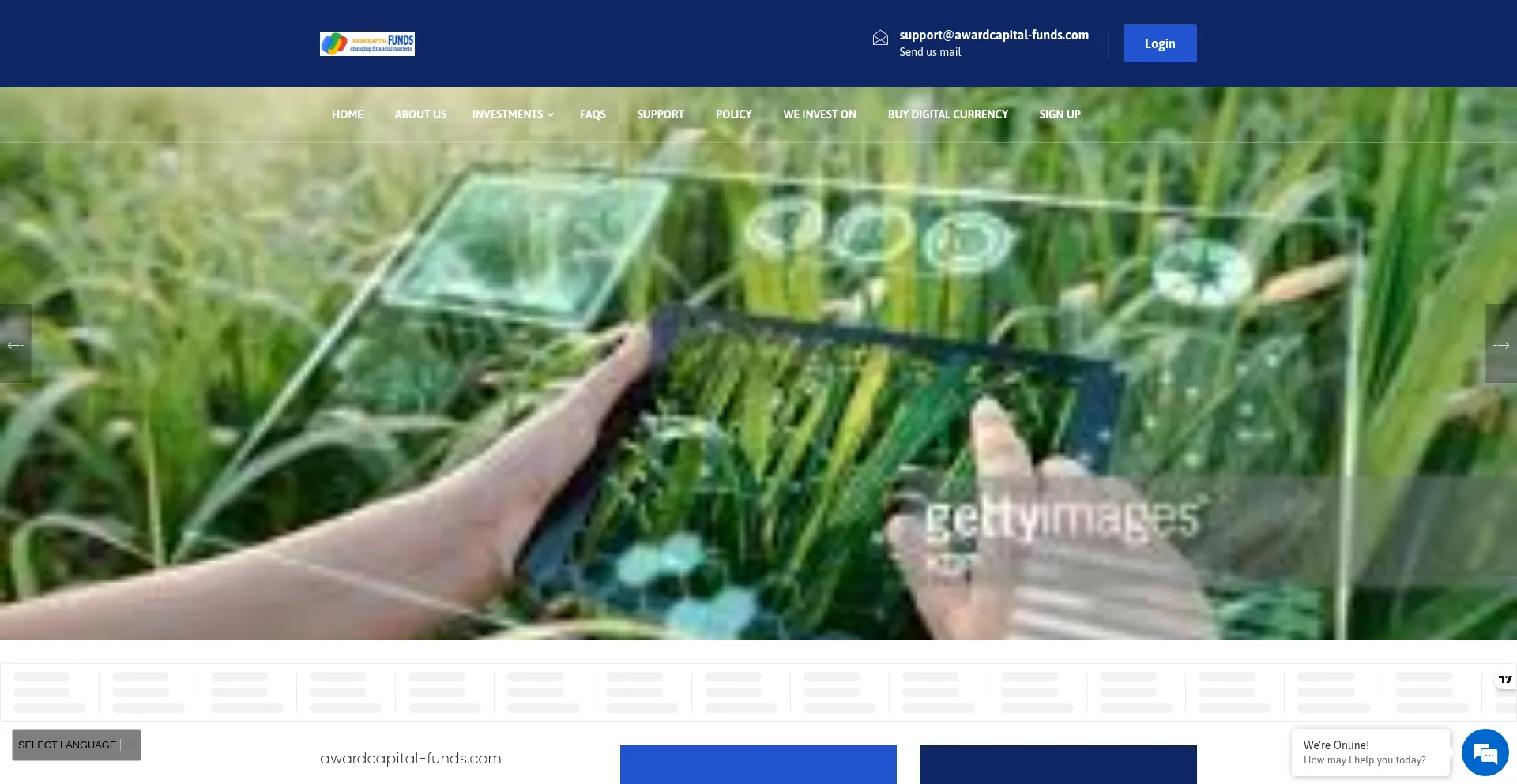 Website screenshot of Awardcapital-funds.com