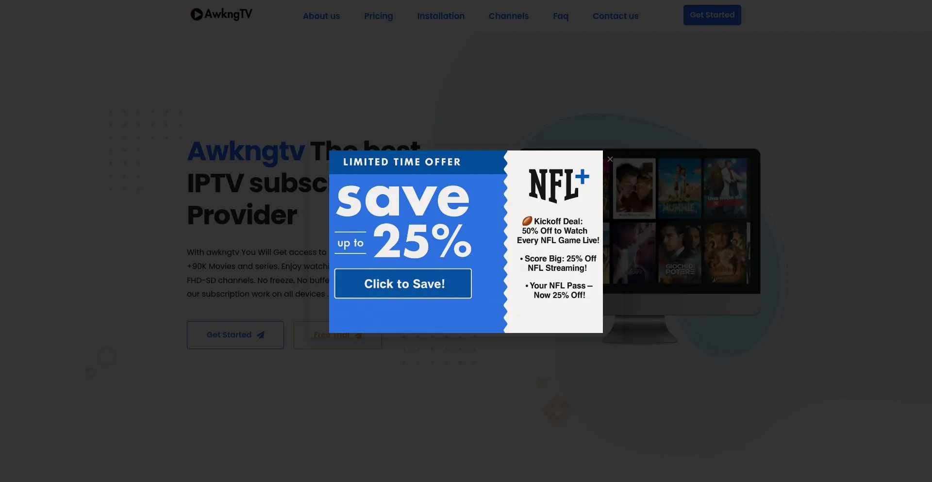 Website screenshot of Awkngtv.net