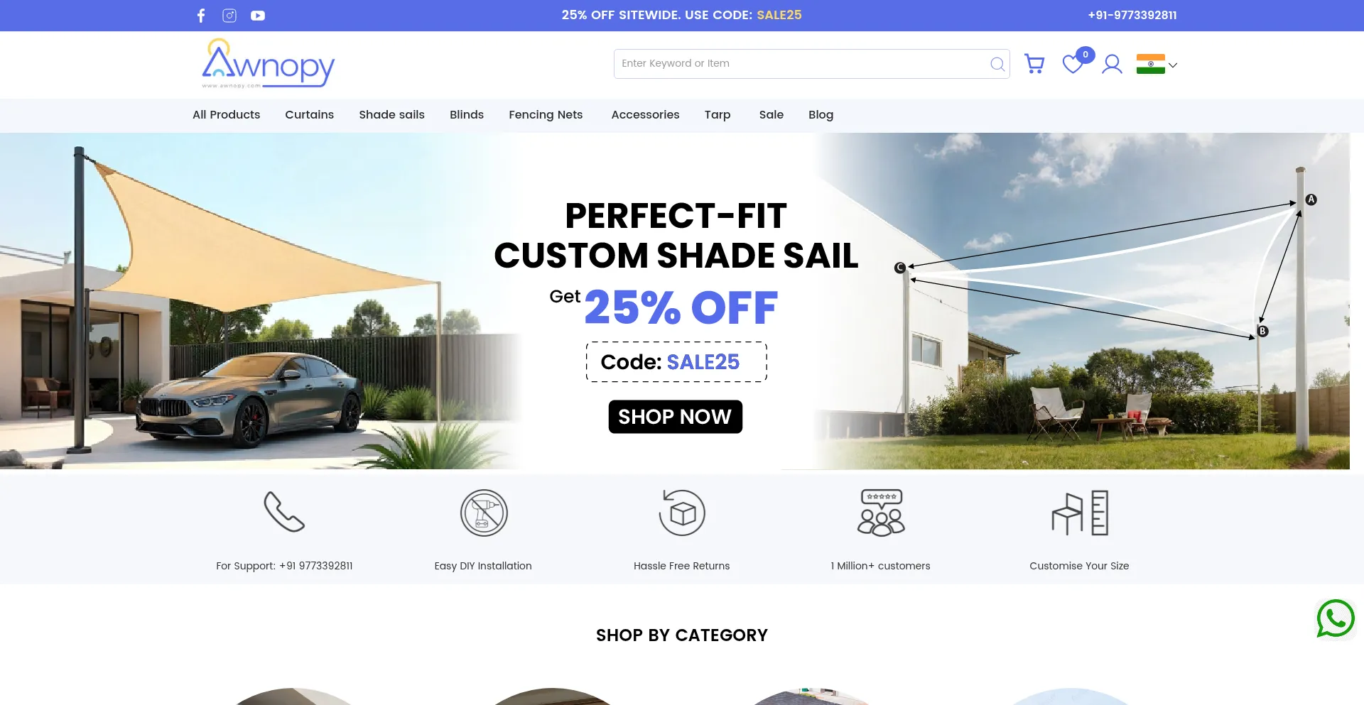 Website screenshot of Awnopy.com